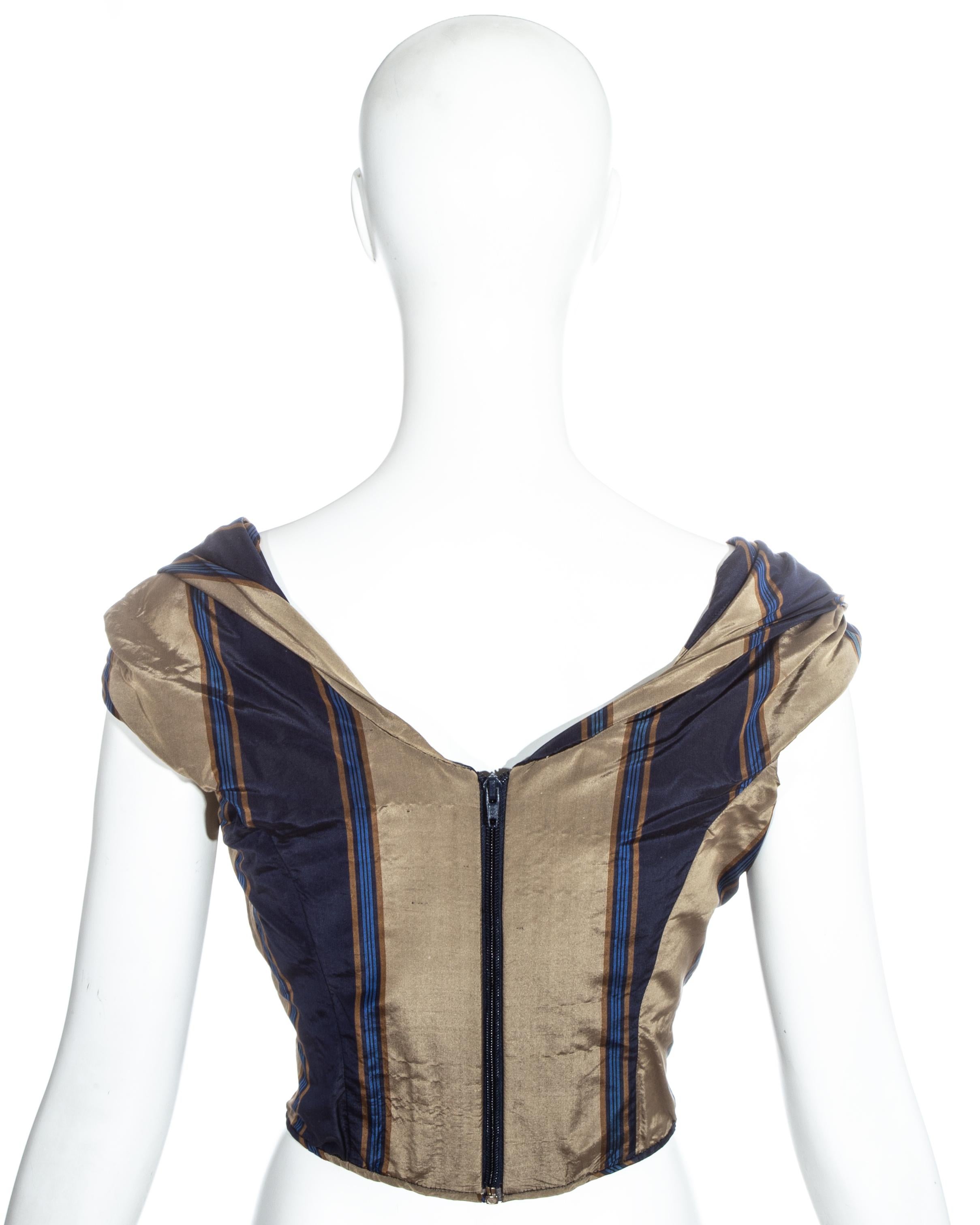 Vivienne Westwood striped silk taffeta off shoulder corset, ss 1998 In Excellent Condition In London, GB