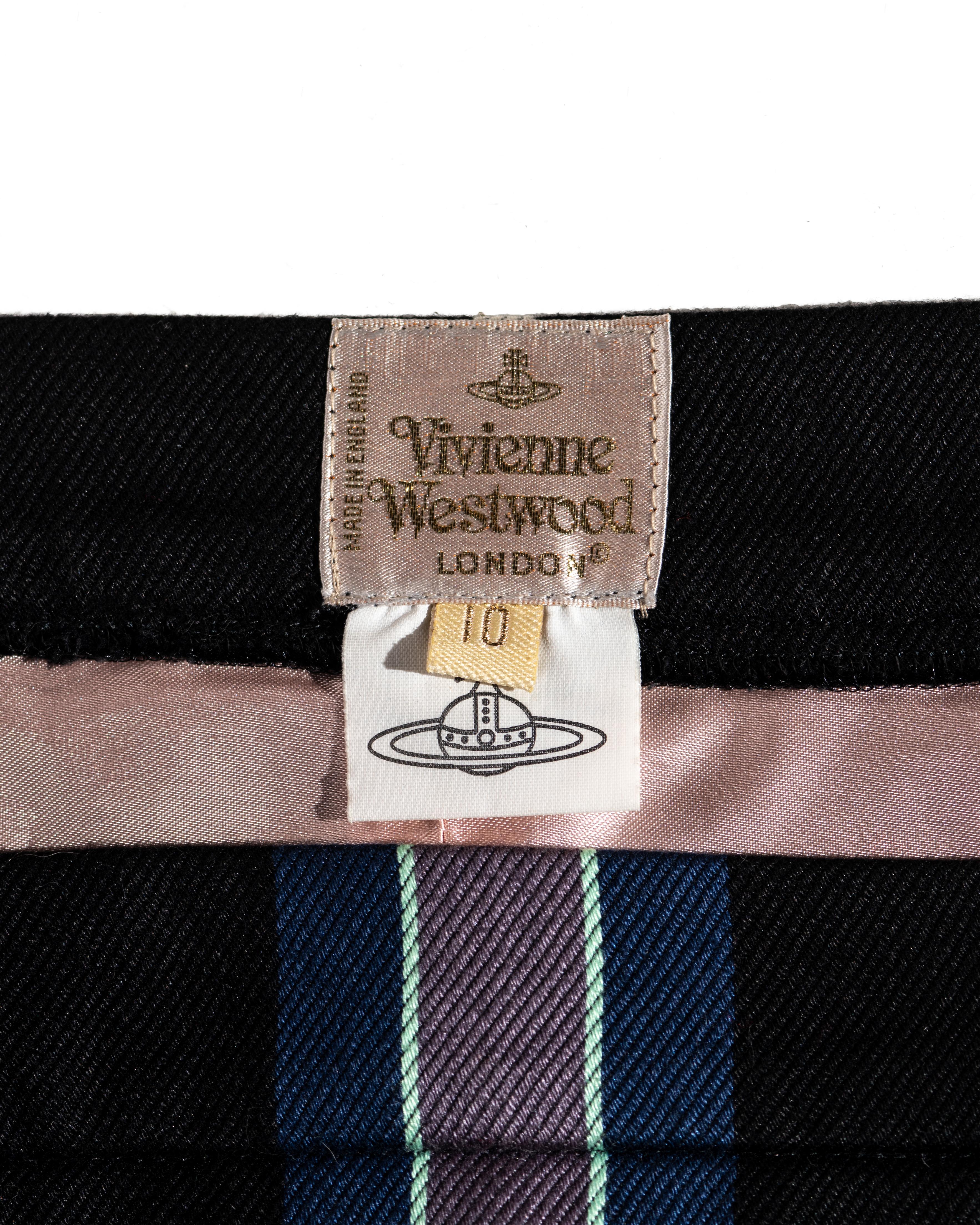 Vivienne Westwood striped wool Café Society 6 inch micro mini skirt, ss 1994 In Excellent Condition In London, GB