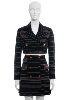 Vivienne Westwood striped wool cropped blazer and corseted skirt suit, ss 1994