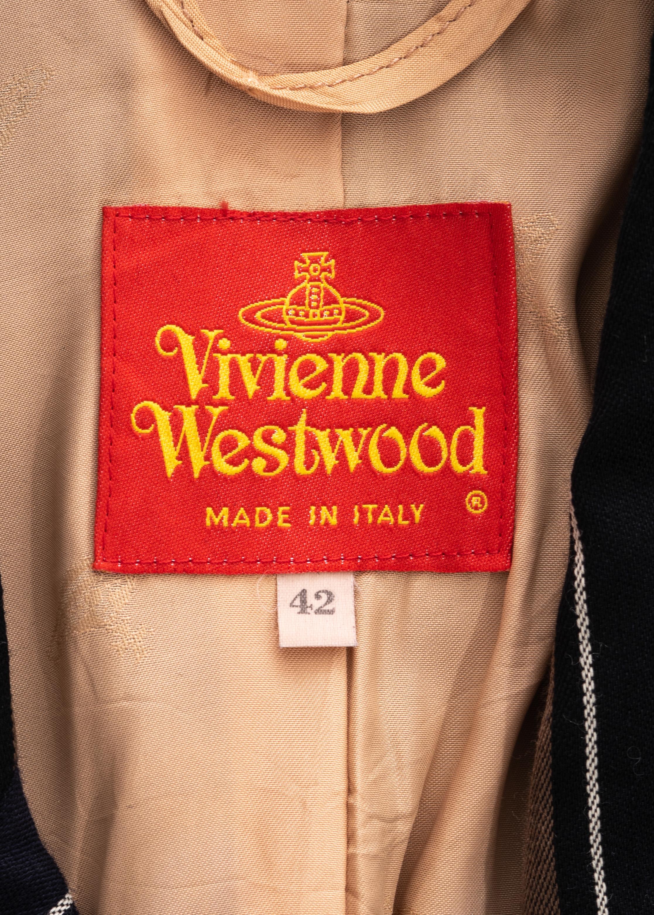 Vivienne Westwood striped wool cropped blazer and corseted skirt suit, ss 1994 In Excellent Condition For Sale In London, GB