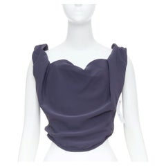 VIVIENNE WESTWOOD Sunday off-shoulder solid navy crepe corset bustier top IT44 L