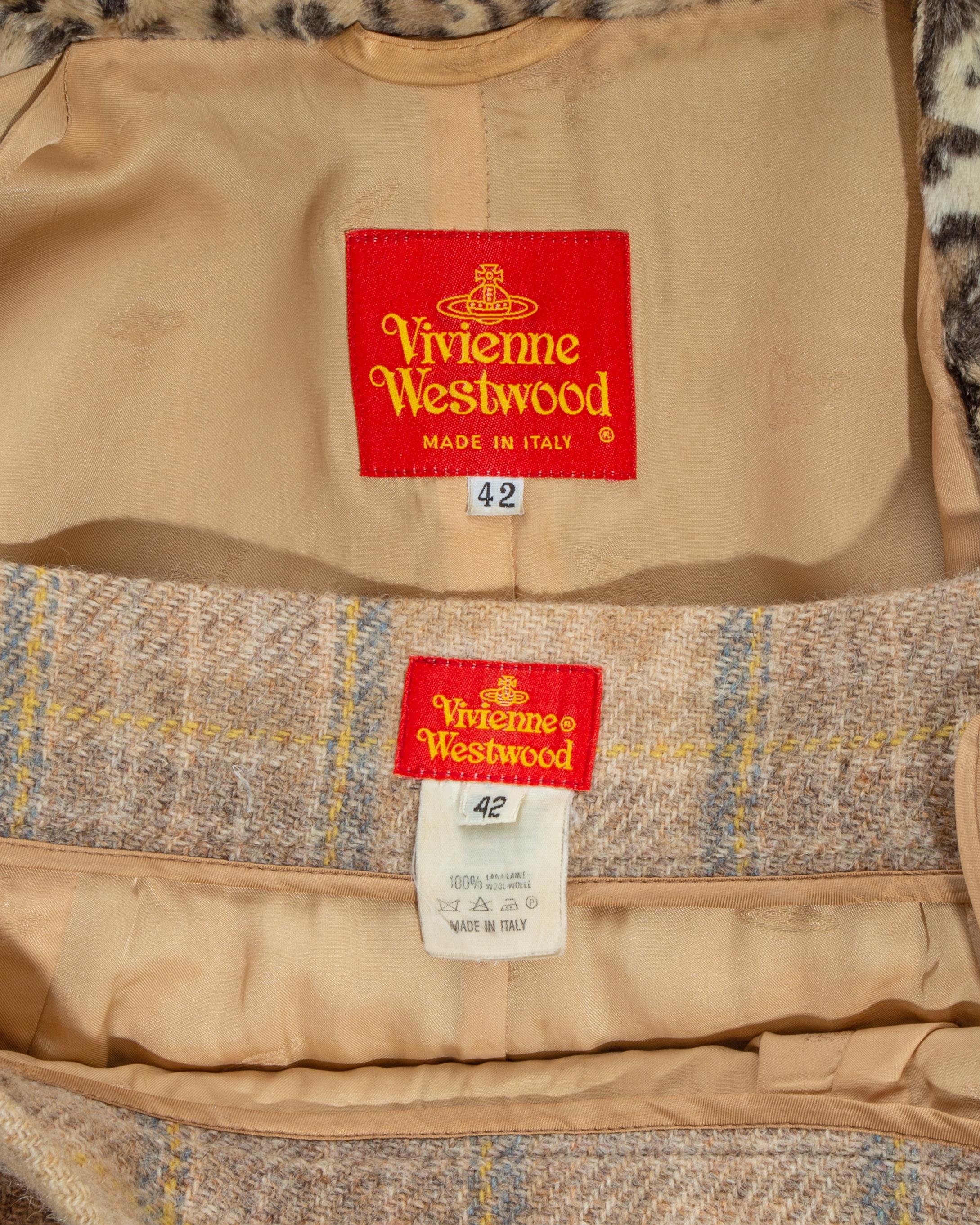 Combinaison mini-jupe en laine écossaise et shearling Vivienne Westwood:: fw 1994 5