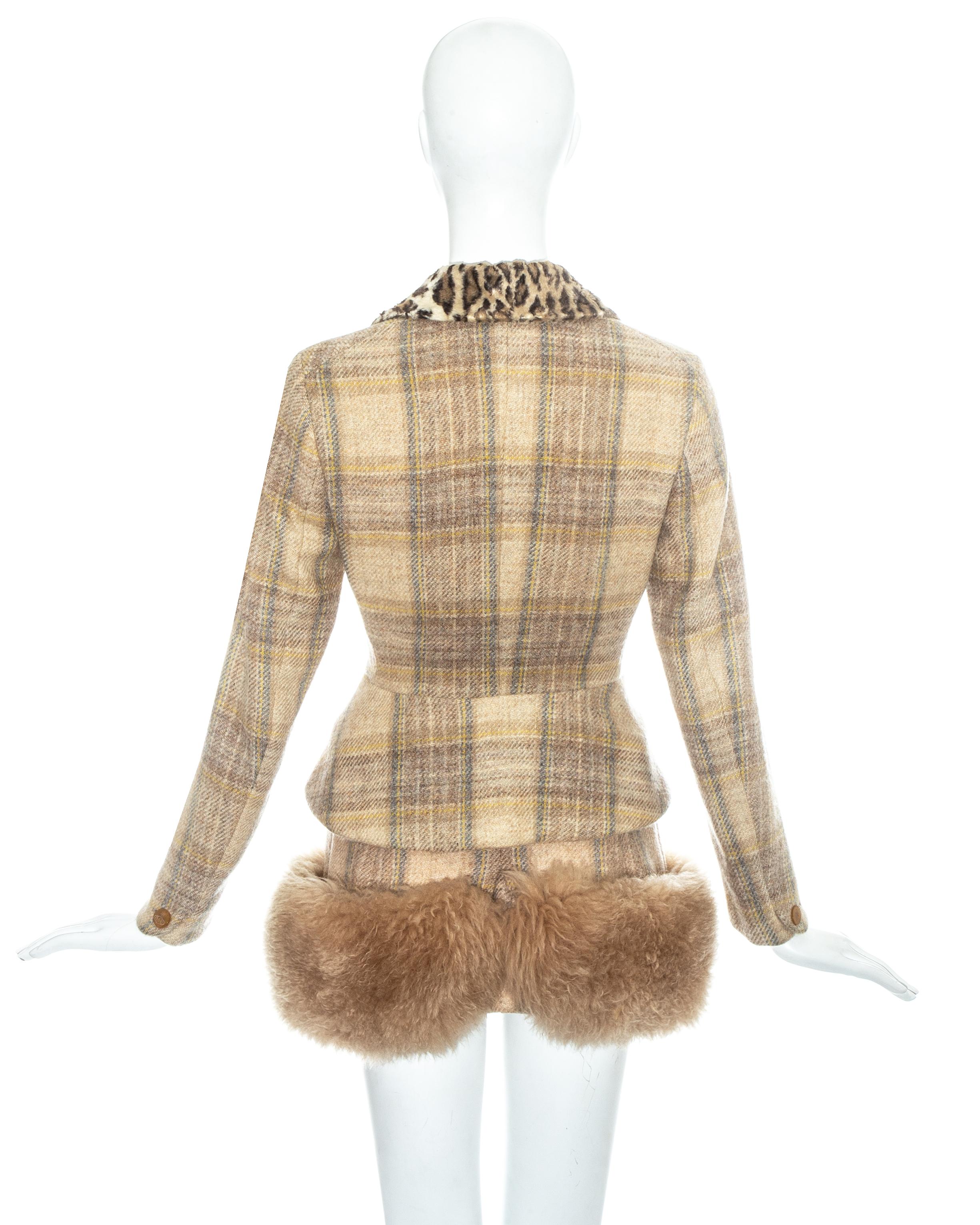 Women's Vivienne Westwood tartan wool and shearling mini skirt suit, fw 1994 For Sale