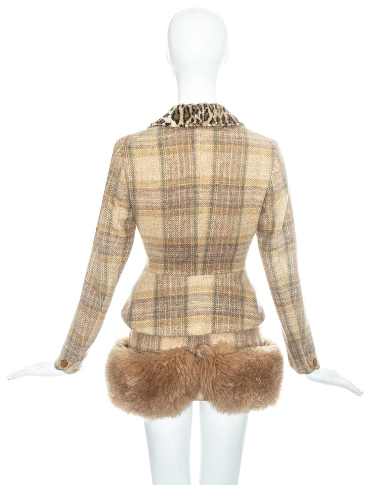 Vivienne Westwood tartan wool and shearling mini skirt suit, fw 1994