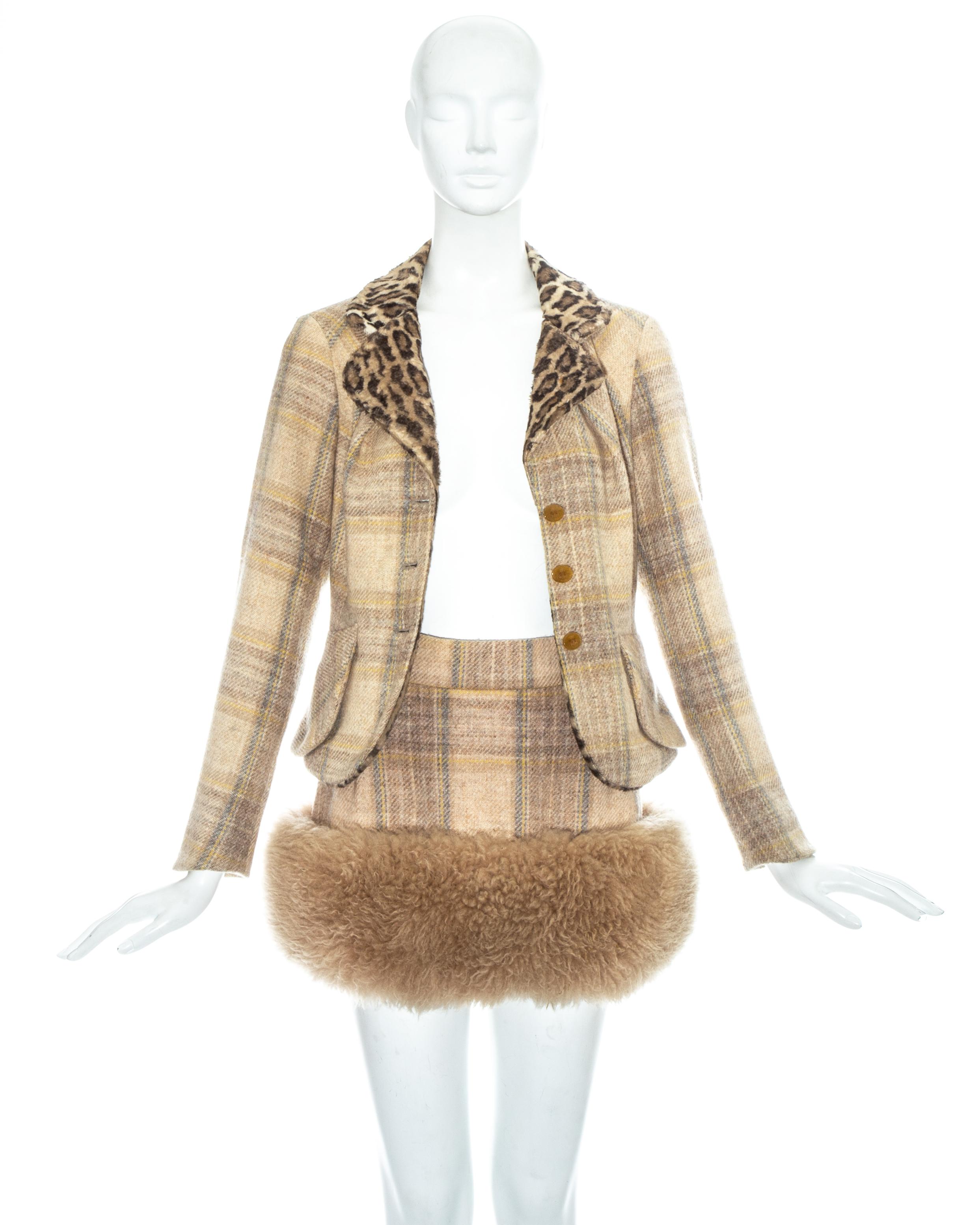 Vivienne Westwood tartan wool and shearling mini skirt suit, fw 1994 For Sale 1