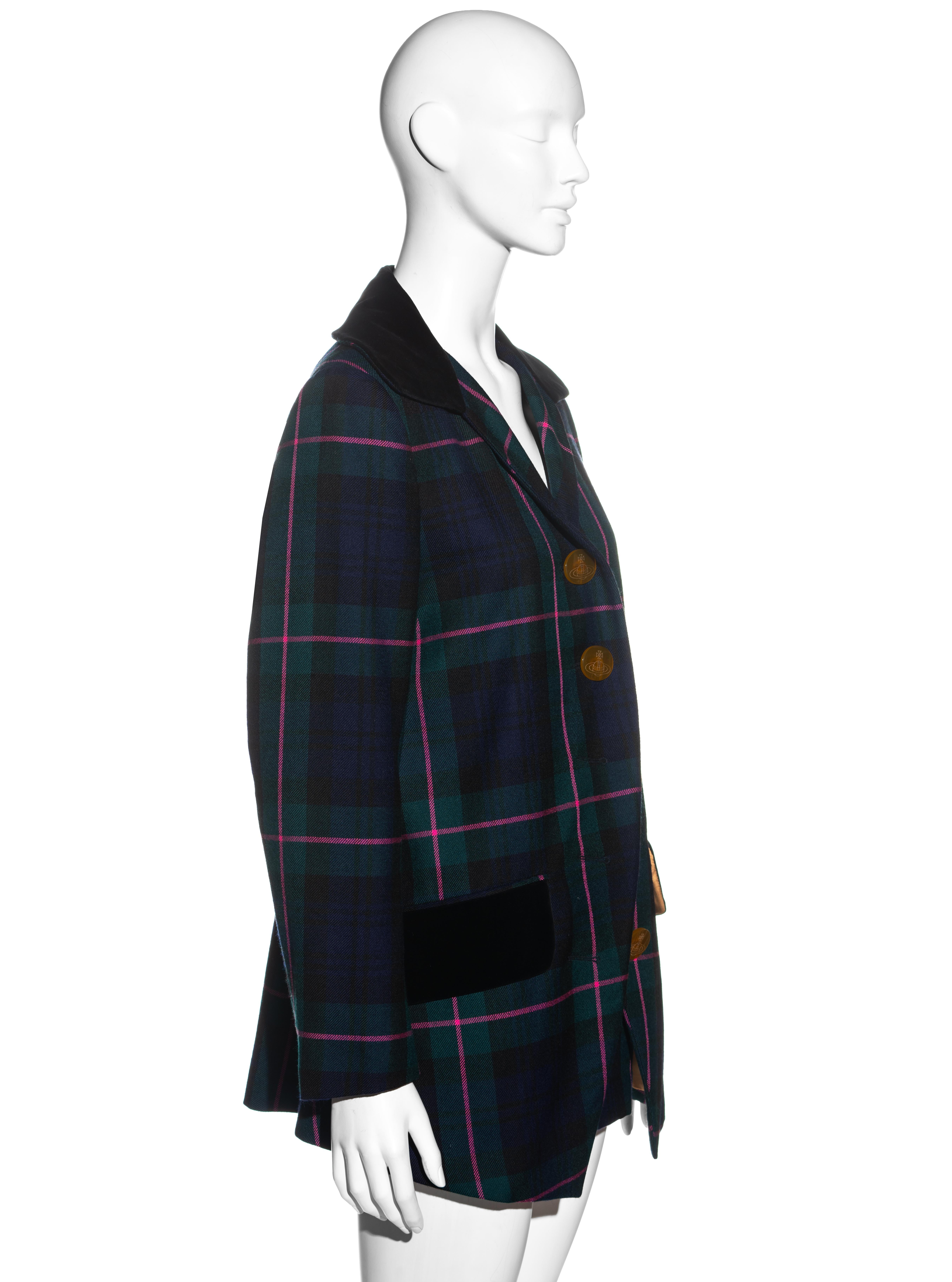 Vivienne Westwood tartan wool blazer jacket and mini skirt set, fw 1993 In Excellent Condition In London, GB