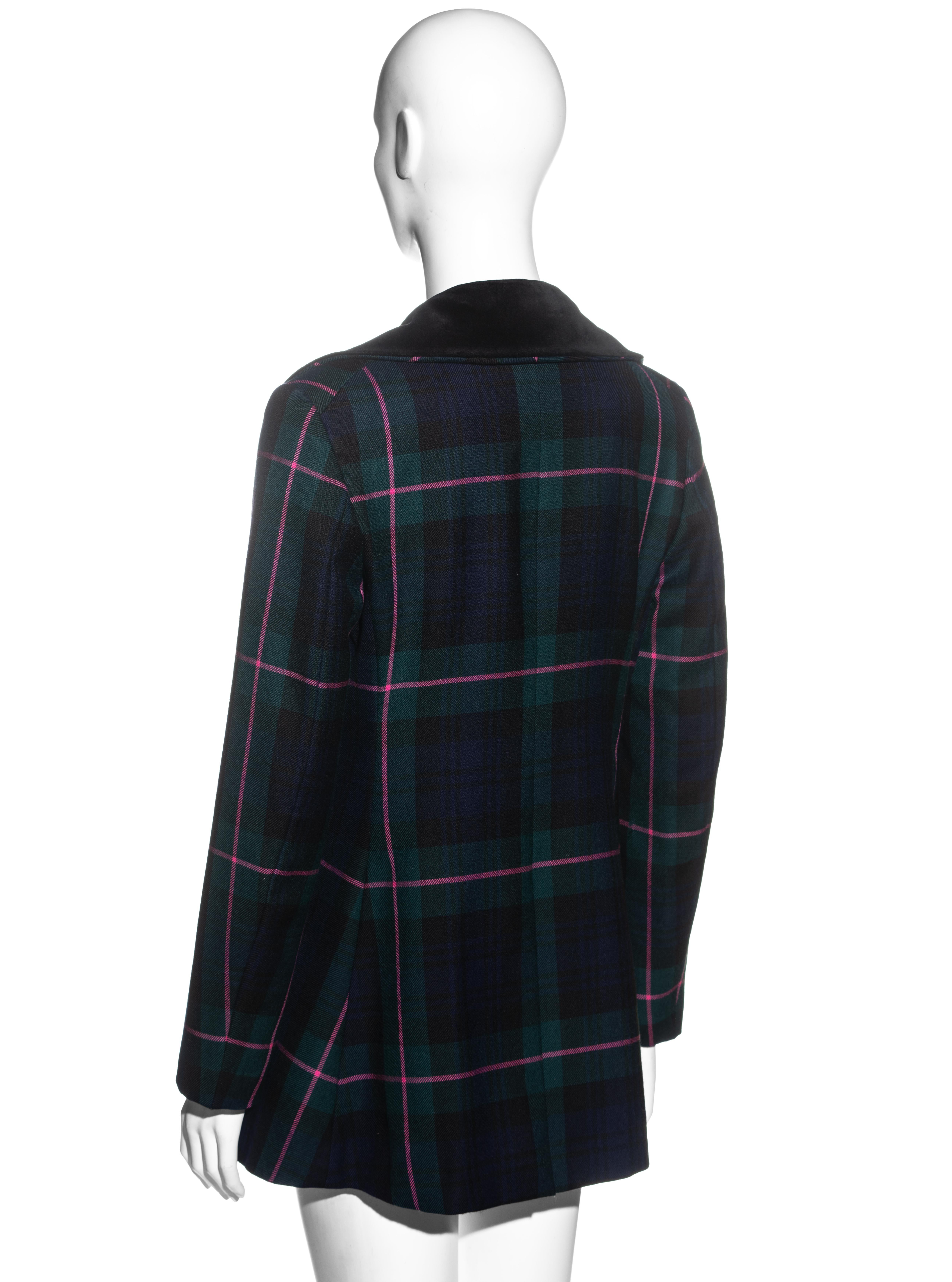 Women's Vivienne Westwood tartan wool blazer jacket and mini skirt set, fw 1993