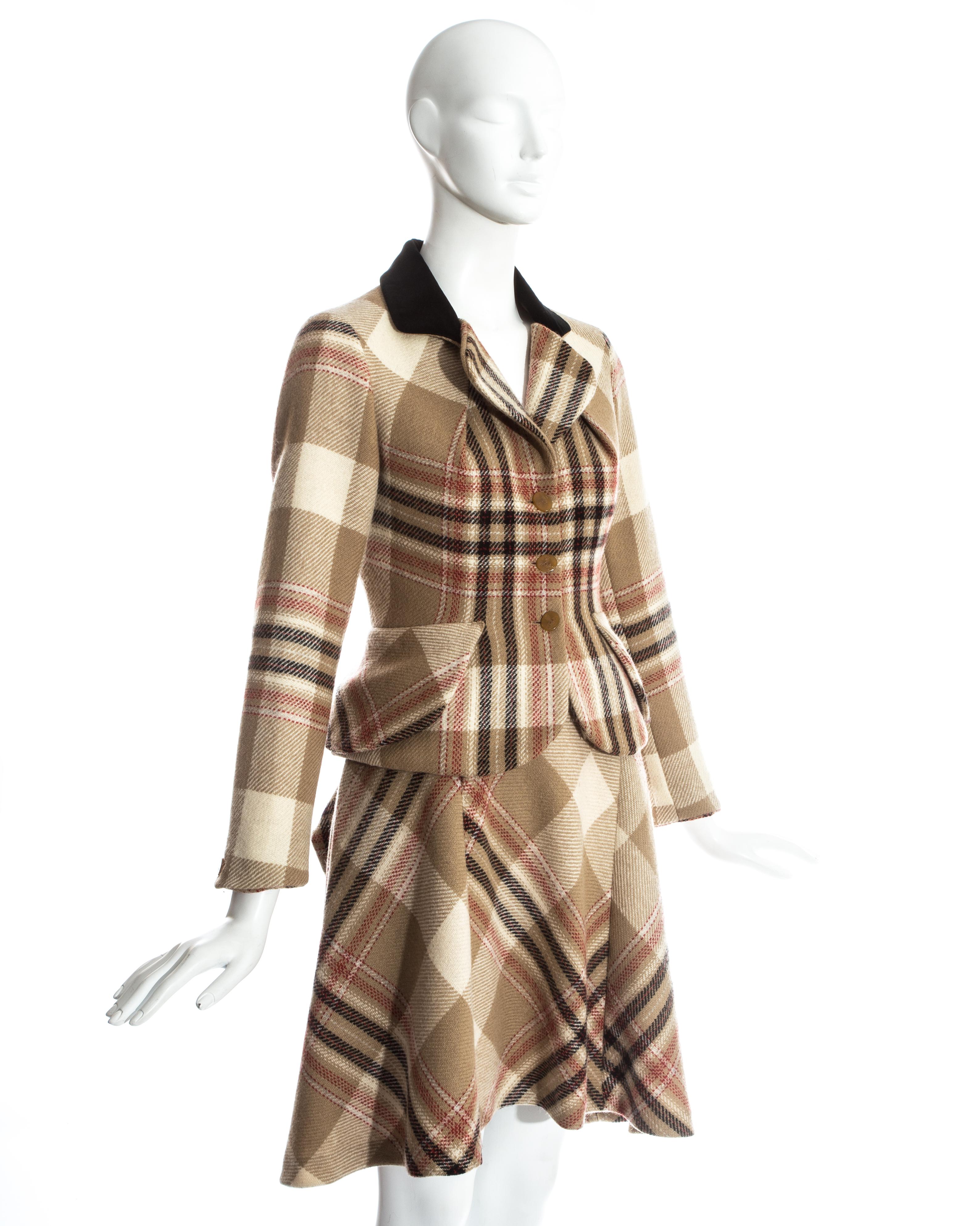 Women's Vivienne Westwood tartan wool bustled skirt suit, c. 1993