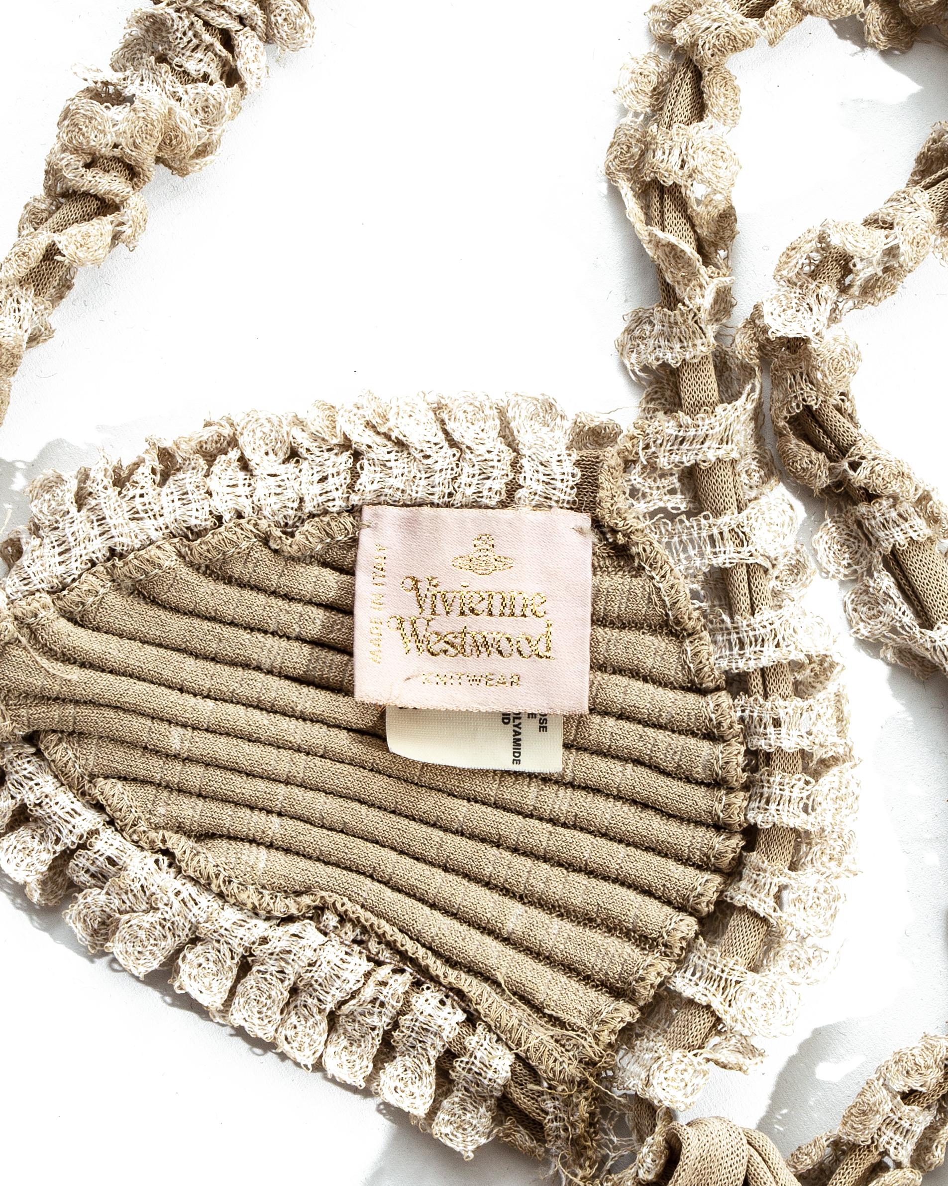 Vivienne Westwood taupe lace and knitted adjustable bra, ss 1996 In Excellent Condition In London, GB