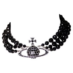 Vivienne Westwood The Row Schwarzer Achat Kristall Perlen Orb Choker Halskette