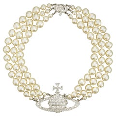 Used Vivienne Westwood three row pearl Bas choker