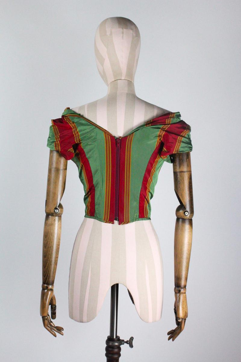Beige Vivienne Westwood 'Tied To The Mast' Stripe Corset S/S 1998 For Sale