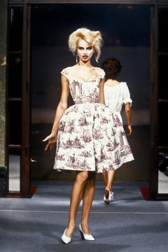 Vivienne Westwood Toile de Jouy corseted dress with pannier, ss 1996