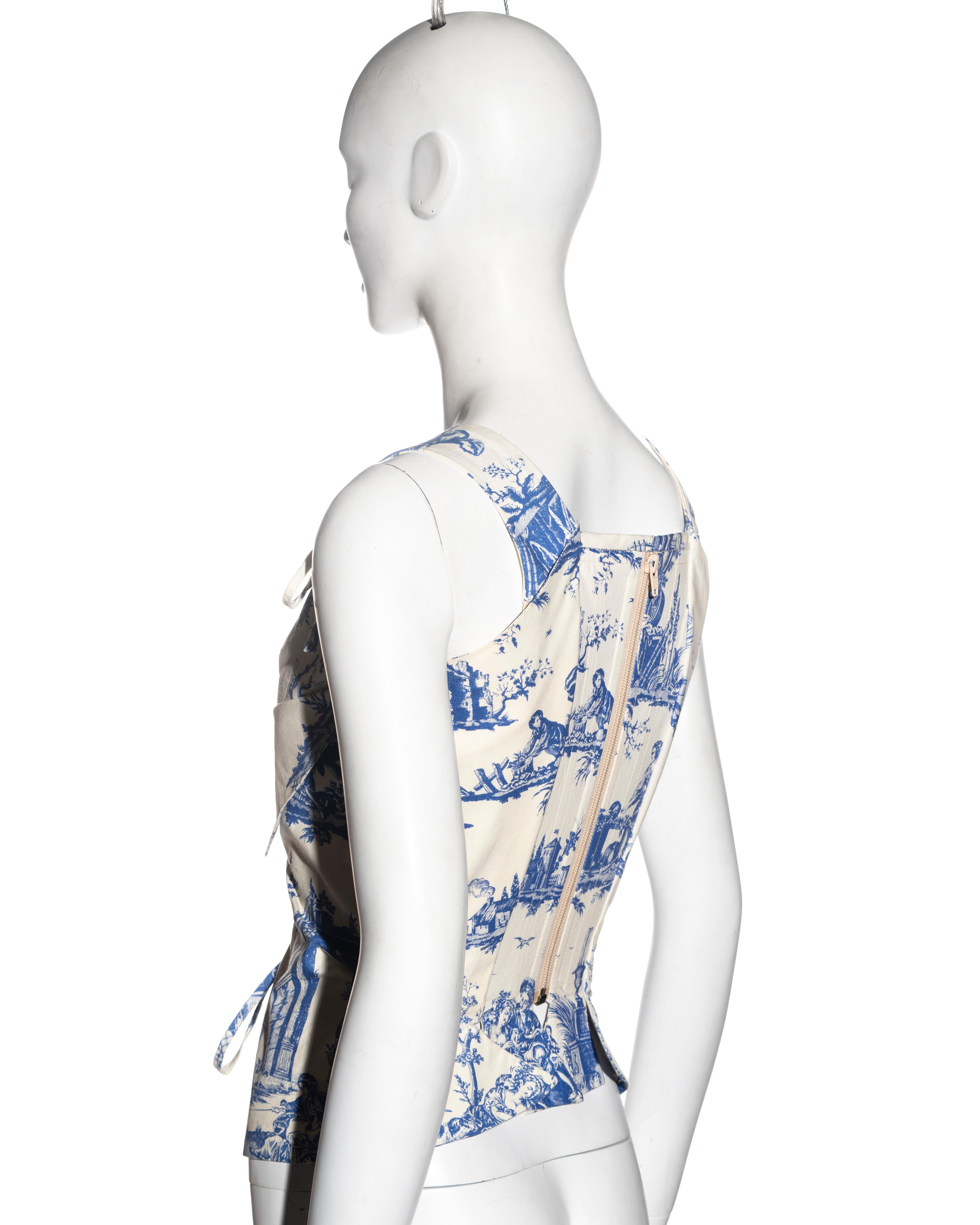 Gray Vivienne Westwood Toile de Jouy cotton corset, ss 1996 For Sale