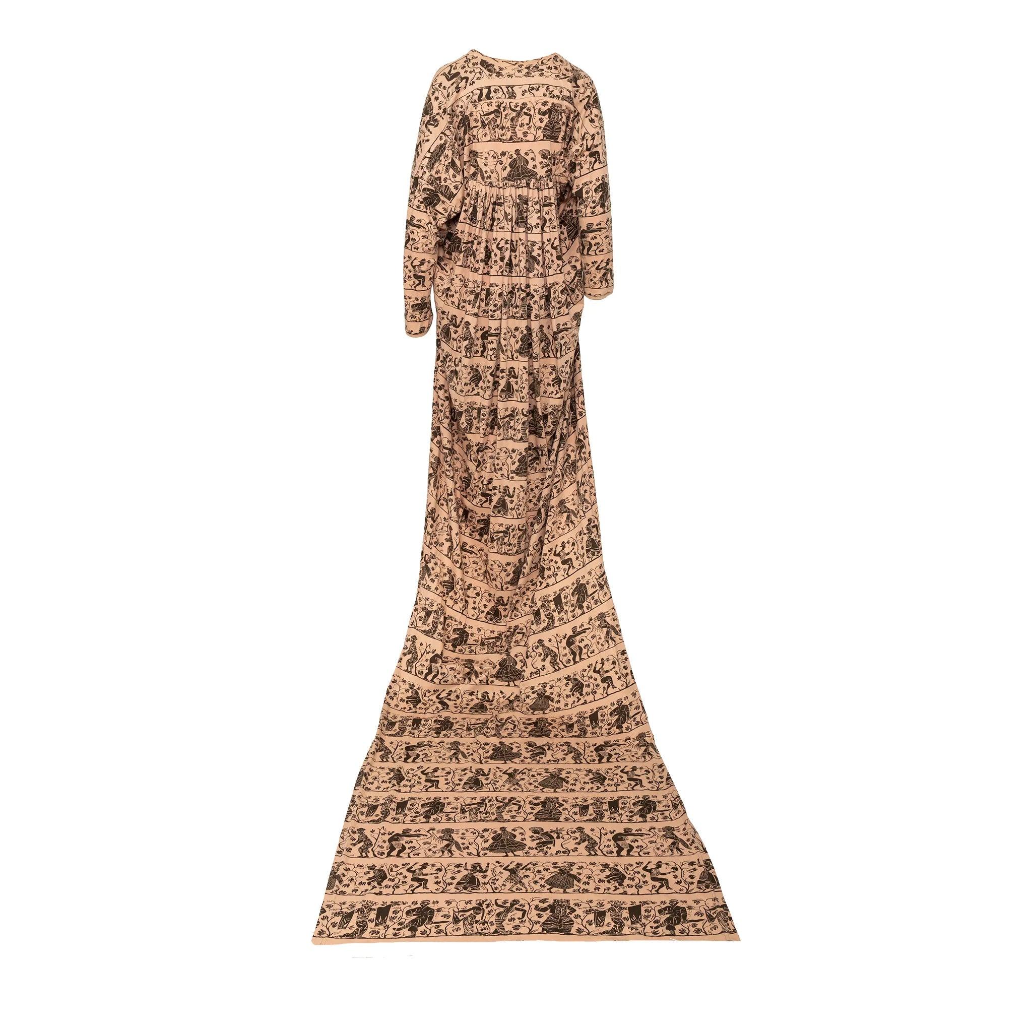 Beige Robe longue à imprimé tribal de Vivienne Westwood - Années 10 en vente