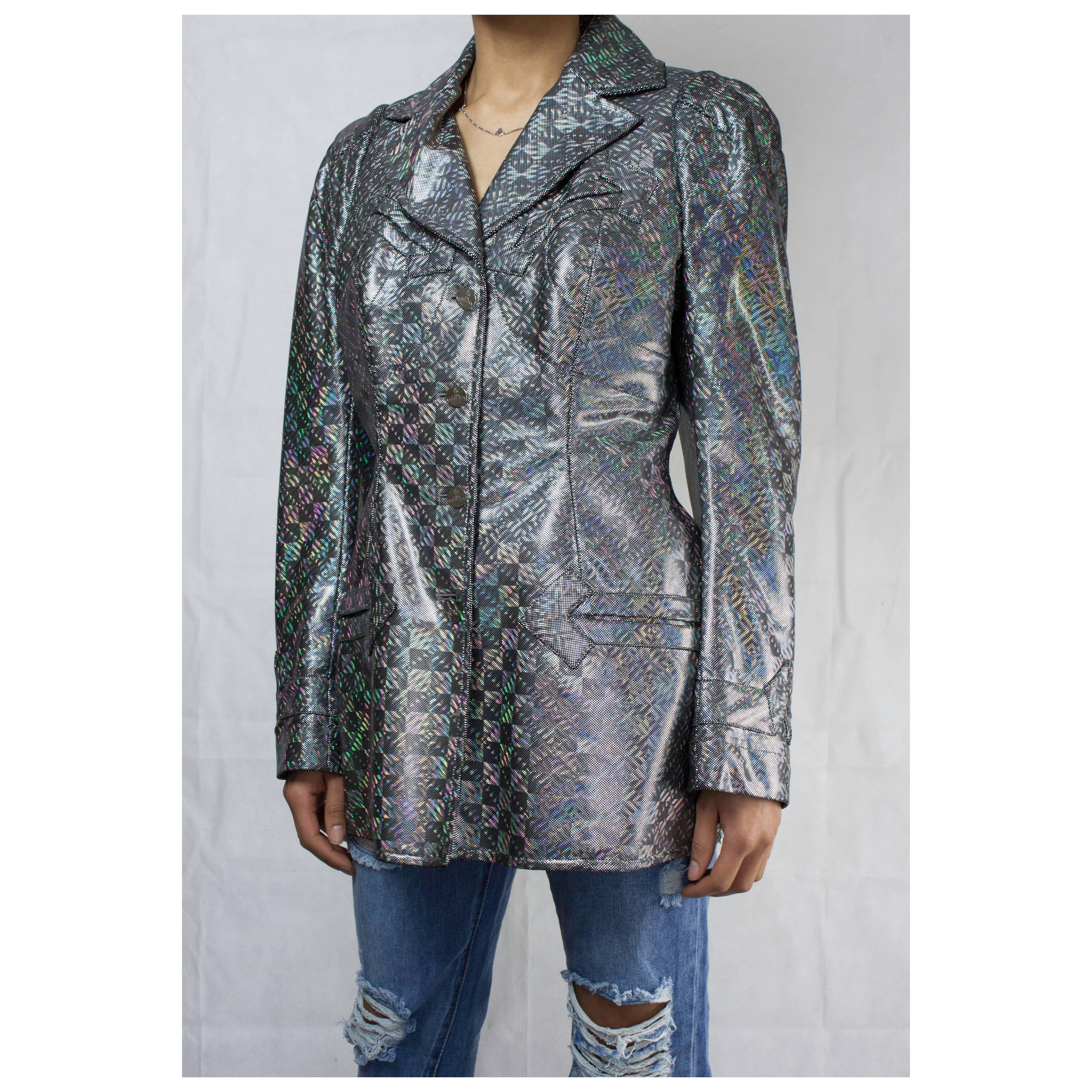 Vivienne Westwood : une couture unique   métallique  veste saharienne paddée, circa 1990 en vente 2