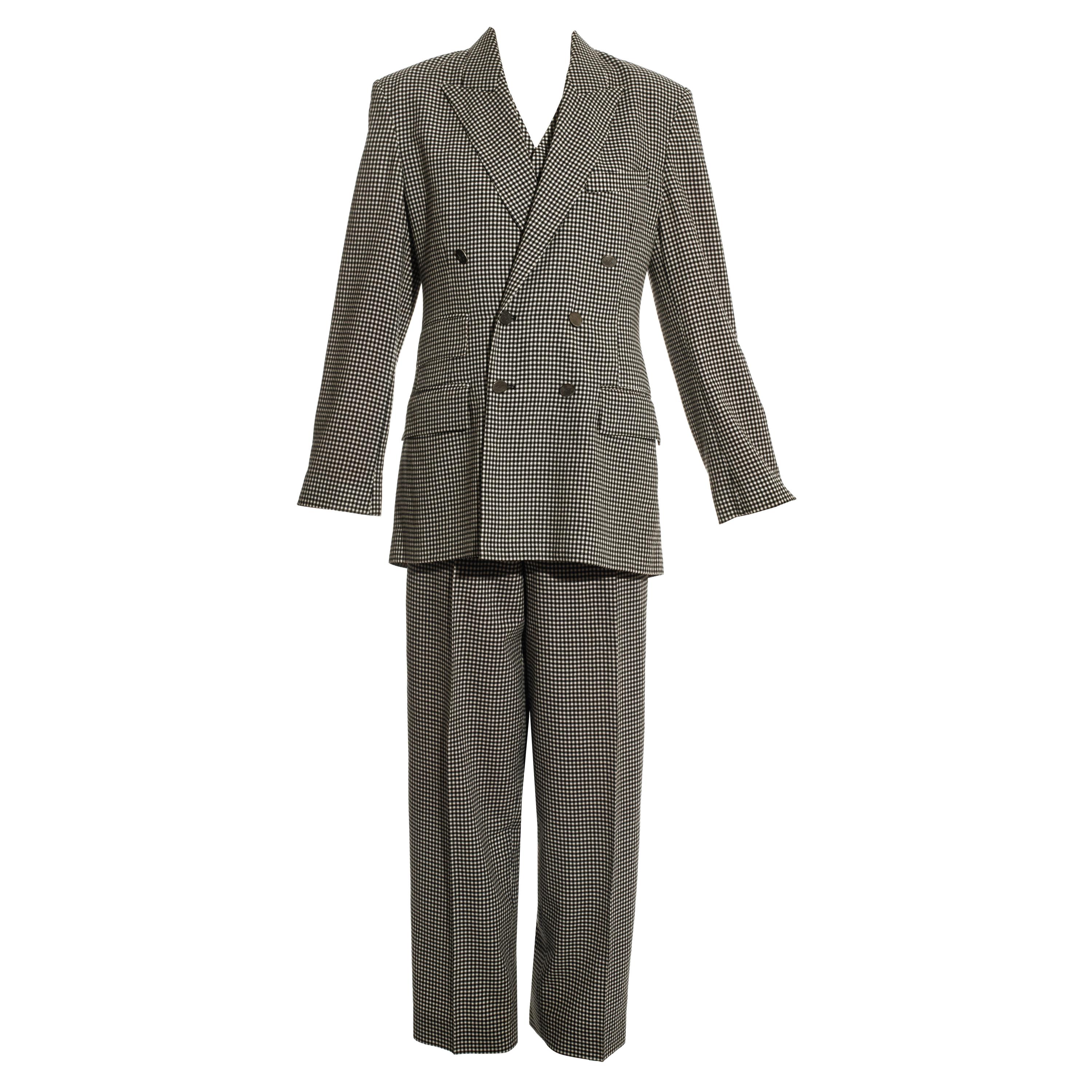 Vivienne Westwood unisex checked wool three-piece pant suit, fw 1992