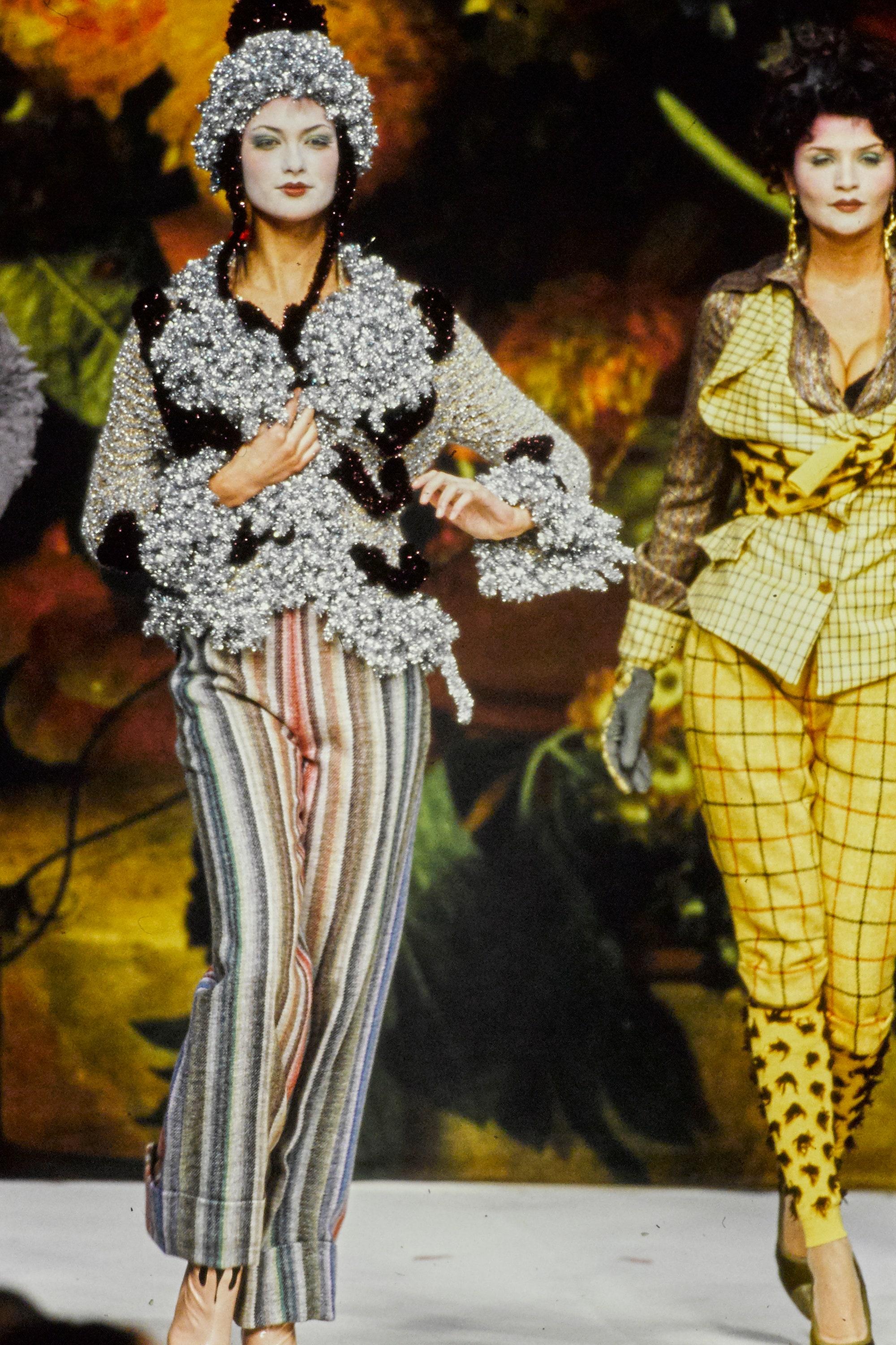 Black Vivienne Westwood unisex multicoloured striped wool bondage pants, fw 1995 For Sale