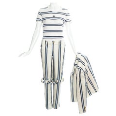 Vivienne Westwood, tuta a 3 pezzi in cotone bondage a righe unisex, ss 1994
