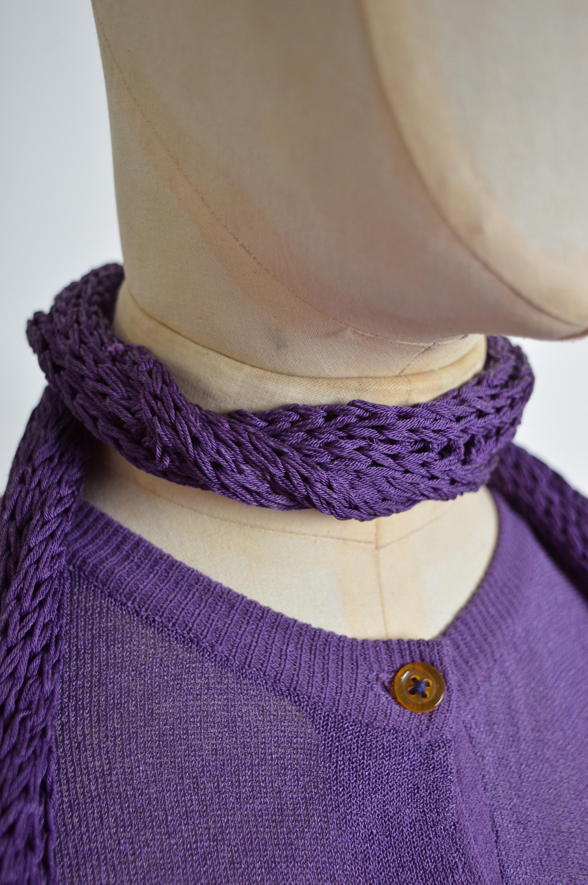 Vivienne Westwood Unusual Purple Knit Halter Neck button down Cardigan For Sale 6