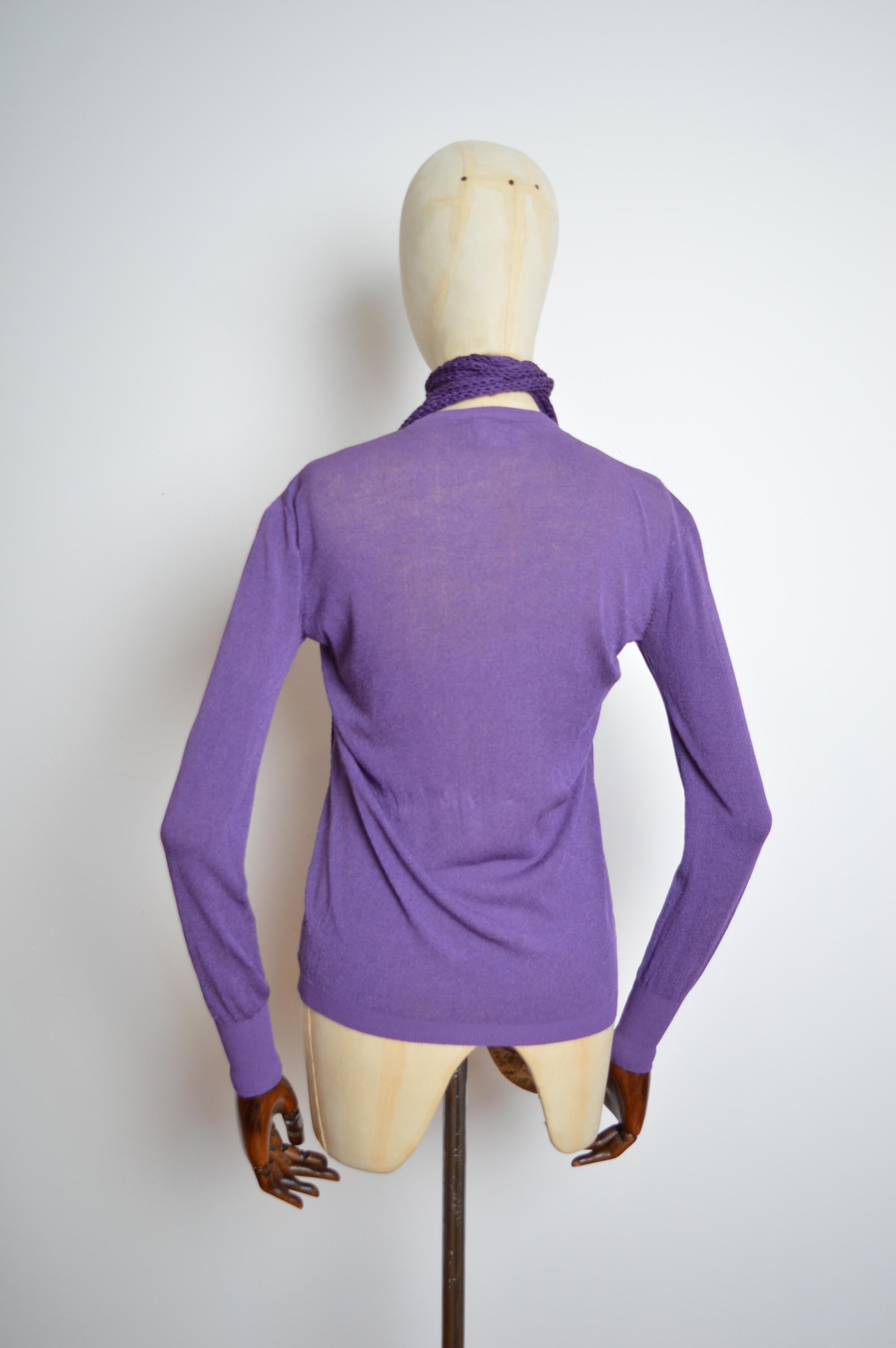 Vivienne Westwood Unusual Purple Knit Halter Neck button down Cardigan For Sale 7