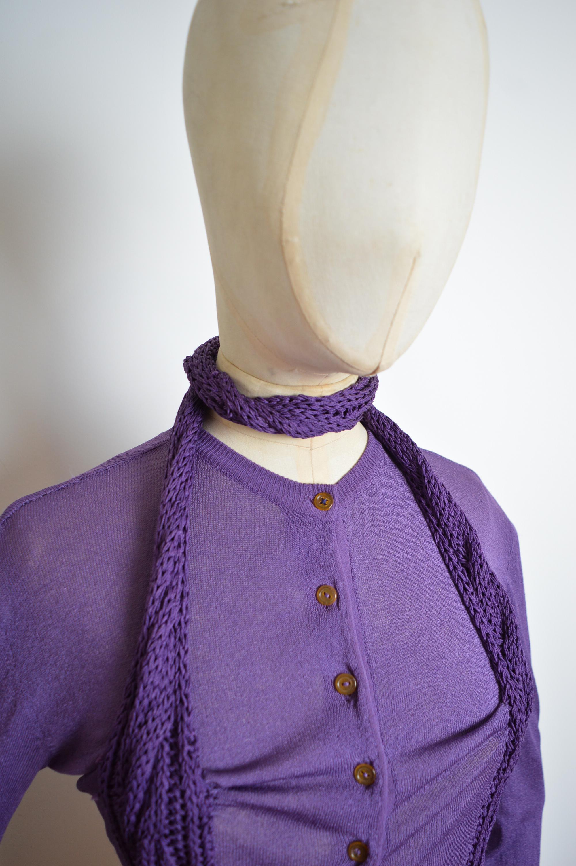 Vivienne Westwood Unusual Purple Knit Halter Neck button down Cardigan For Sale 3