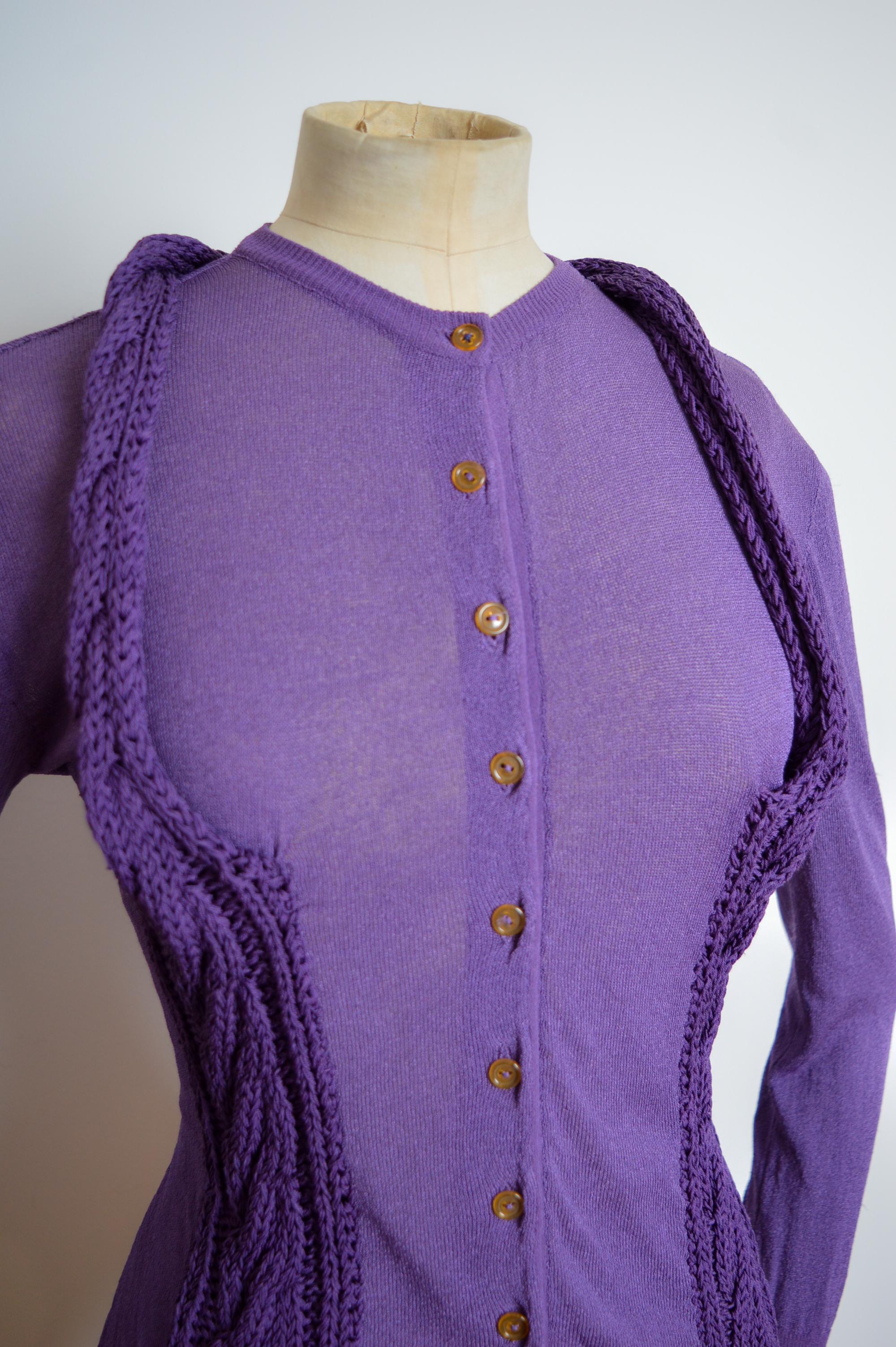 Vivienne Westwood Unusual Purple Knit Halter Neck button down Cardigan For Sale 5