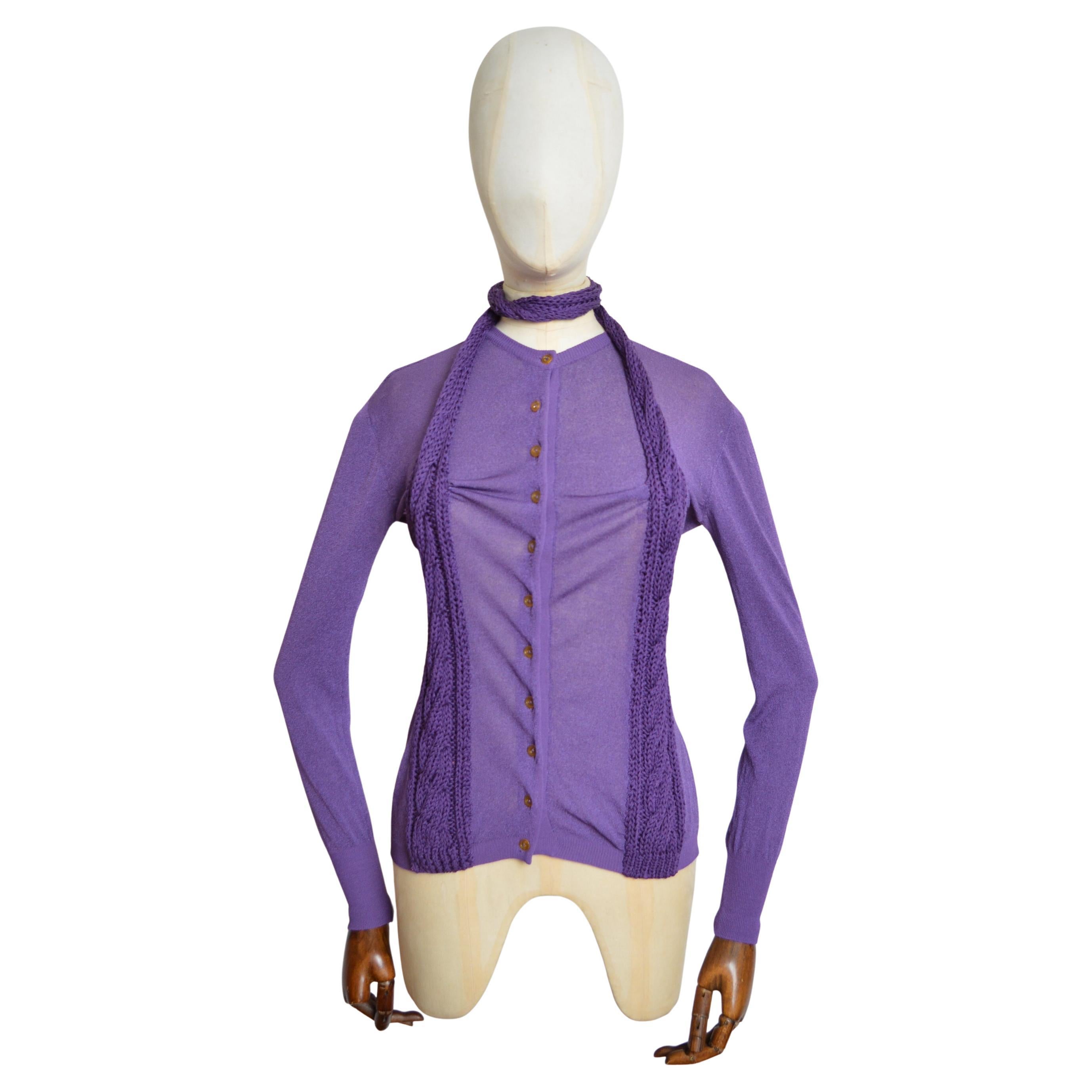 Vivienne Westwood Unusual Purple Knit Halter Neck button down Cardigan For Sale