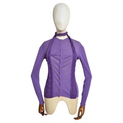 Vivienne Westwood Ungewöhnliche lila Strickjacke mit Neckholder und Knopfleiste aus Strick