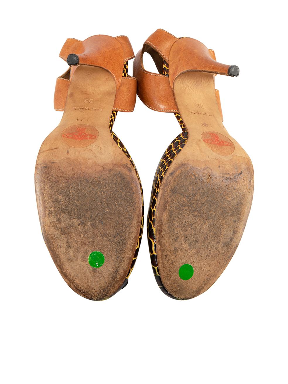 Women's Vivienne Westwood Vintage Brown Leather Heels Size IT 38 For Sale