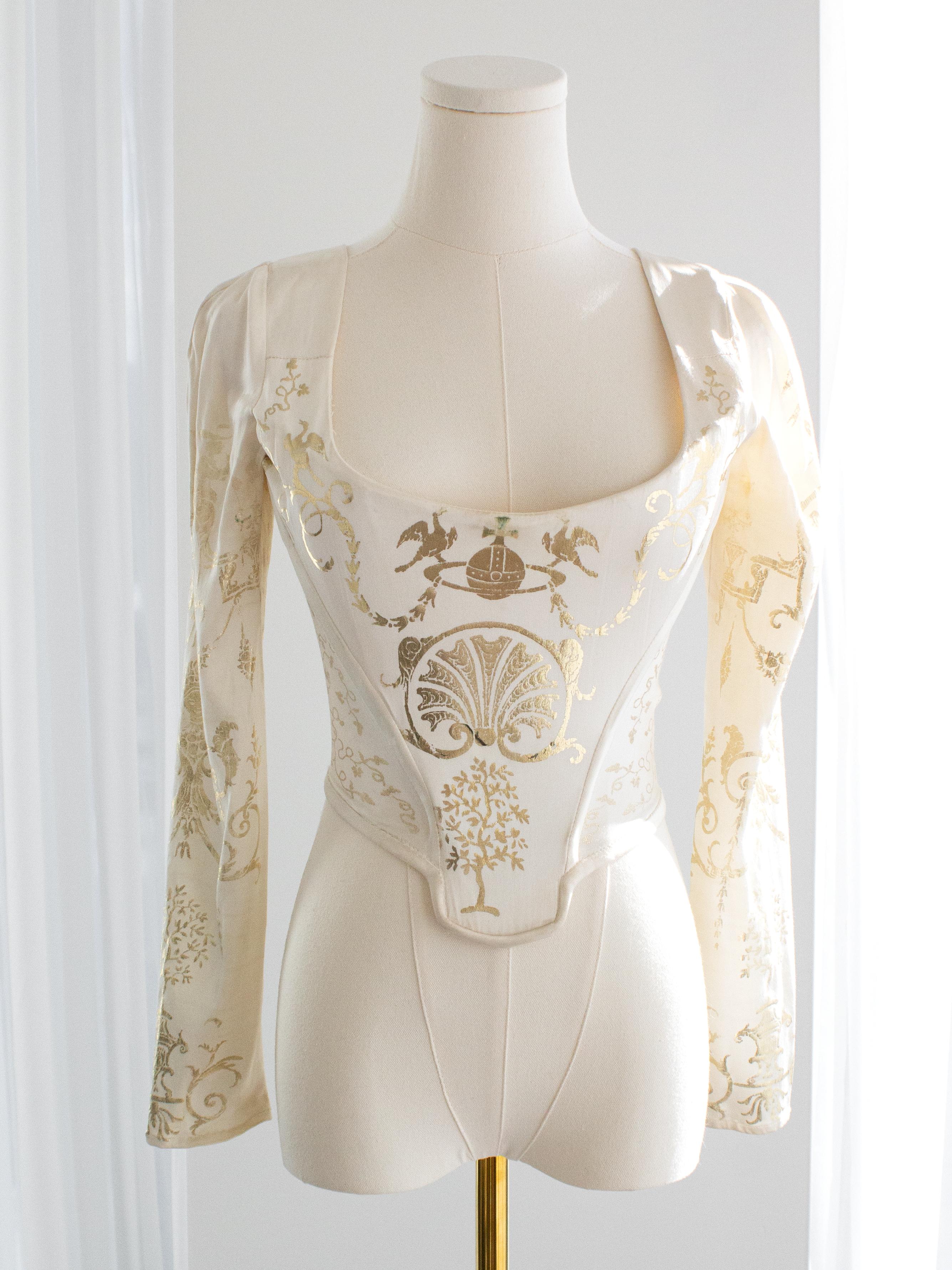 Vivienne Westwood Vintage H/W1991 Weißgold Satin-Boulle-Korsett-Oberteil aus Weißgold Damen im Angebot