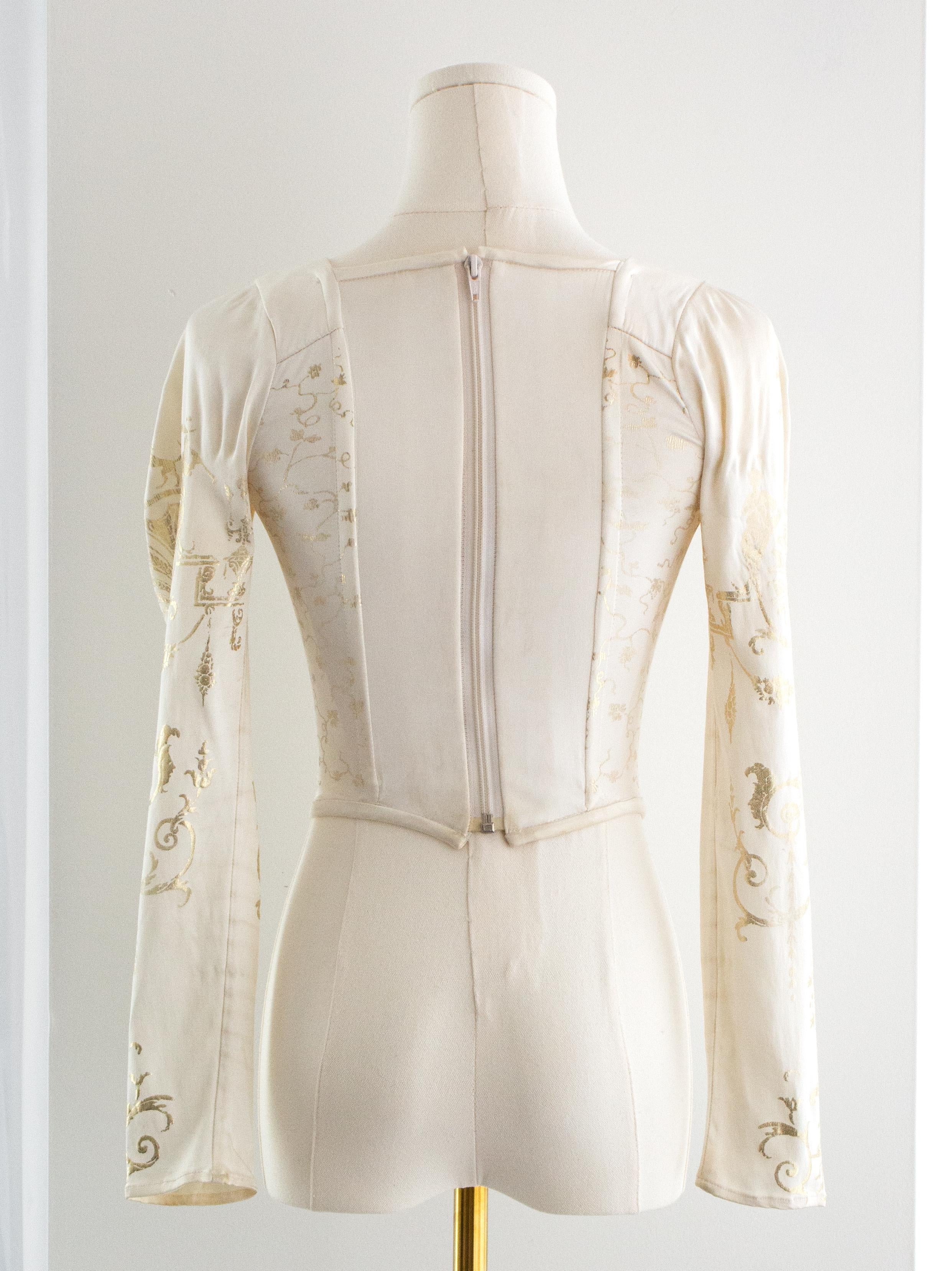 Vivienne Westwood Vintage H/W1991 Weißgold Satin-Boulle-Korsett-Oberteil aus Weißgold im Angebot 2