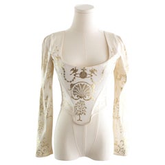 Vivienne Westwood Vintage F&F1991 Dressing Up Top Corsetto Boulle in raso oro bianco