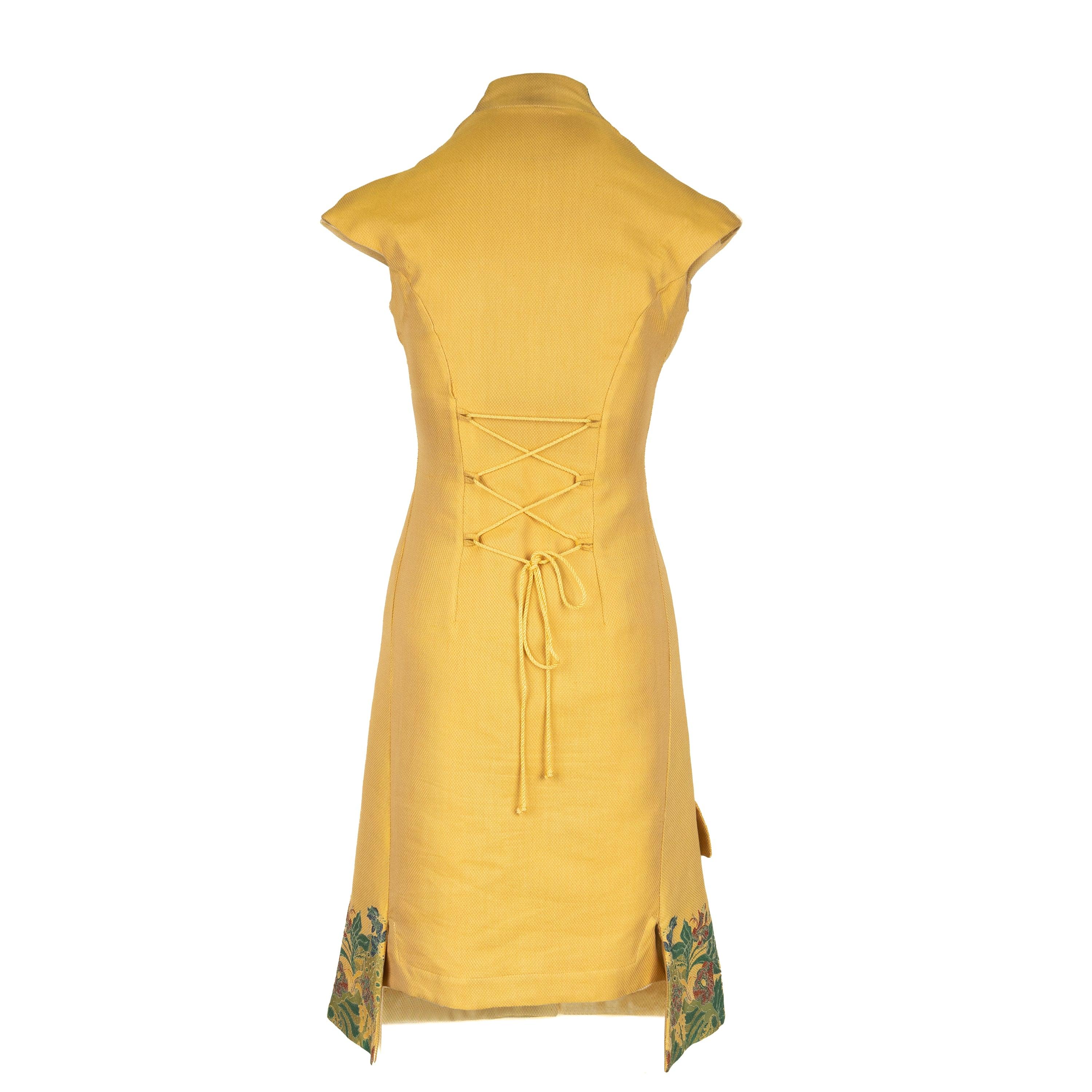 Vivienne Westwood Vintage Jacquard-Kleid aus Jacquard - 90er Jahre (Beige) im Angebot