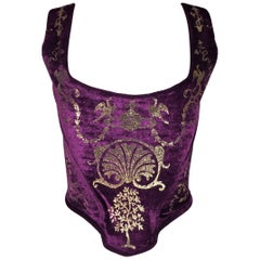Vivienne Westwood Vintage "Portrait" Purple Gold Velvet Corset Bustier, F/W 1990