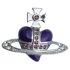 Vivienne Westwood - Vintage ‘Purple Heart’ Orb Brooch inc Purple + White Stones