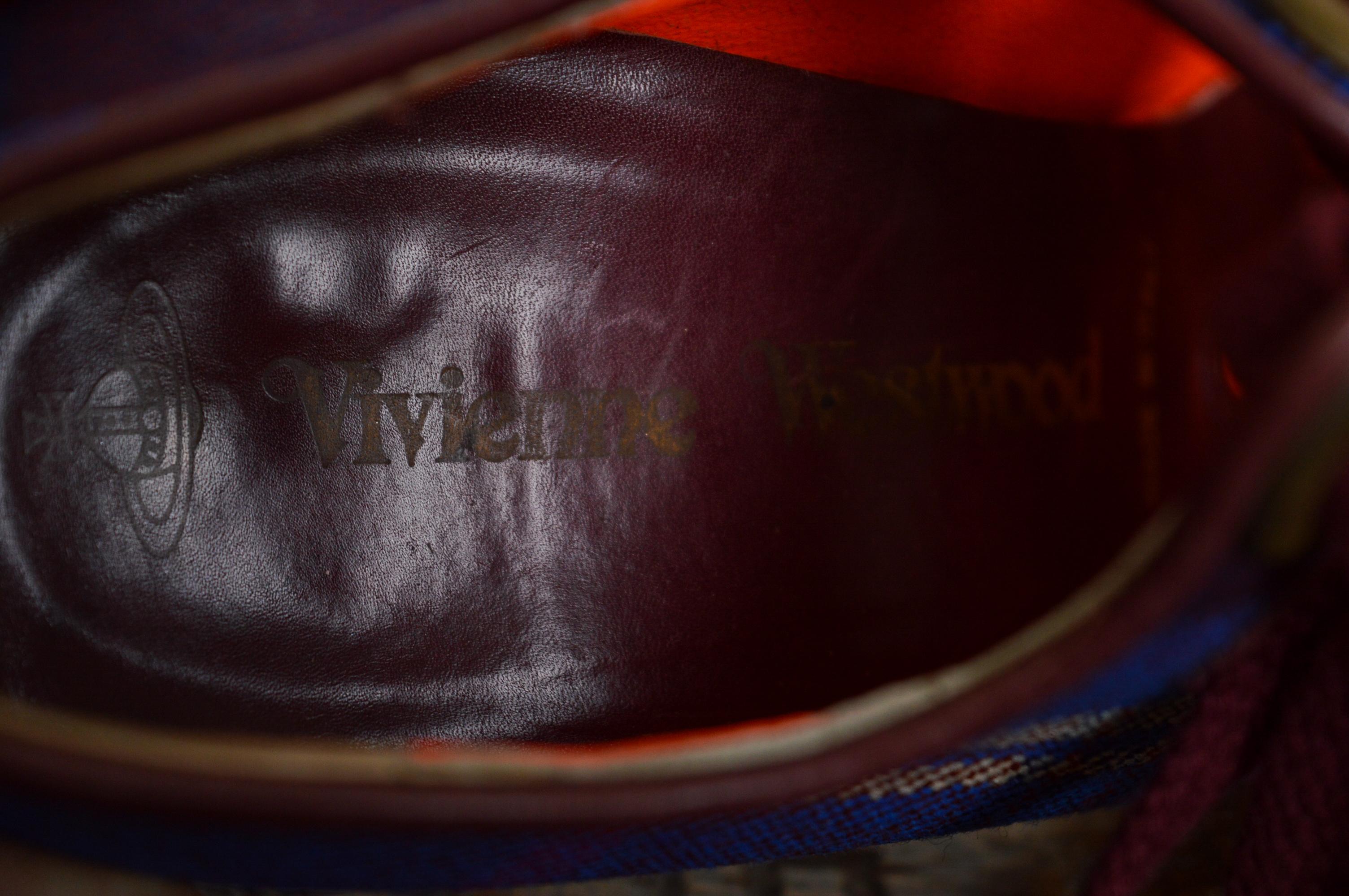 Vivienne Westwood Vintage Red & Blue Punk Tartan Lace up High Heel Shoes 9