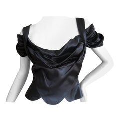 Vivienne Westwood Vintage Red Label Black Satin Drape Front Corset Top