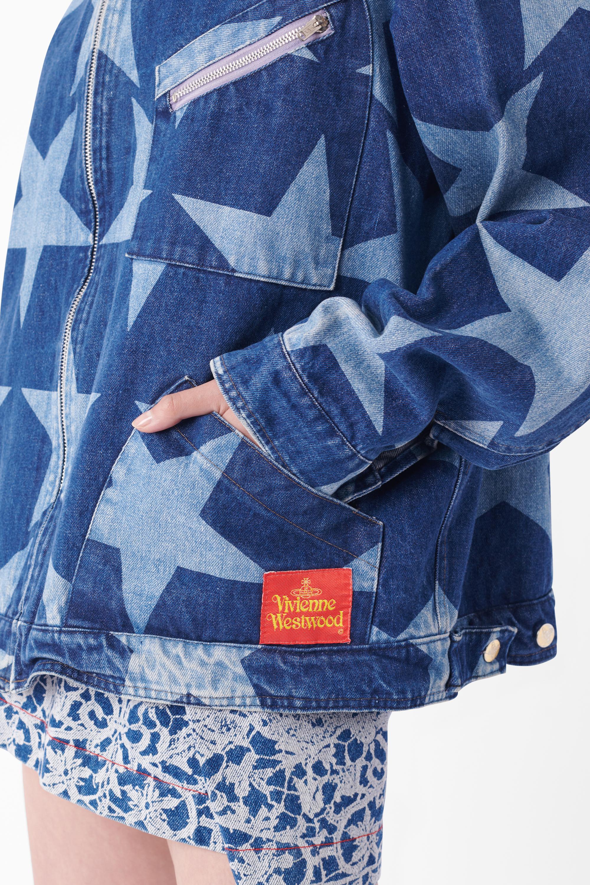 Gray Vivienne Westwood Vintage S/S 1985/86 Runway Mini Crini Star Denim Jacket