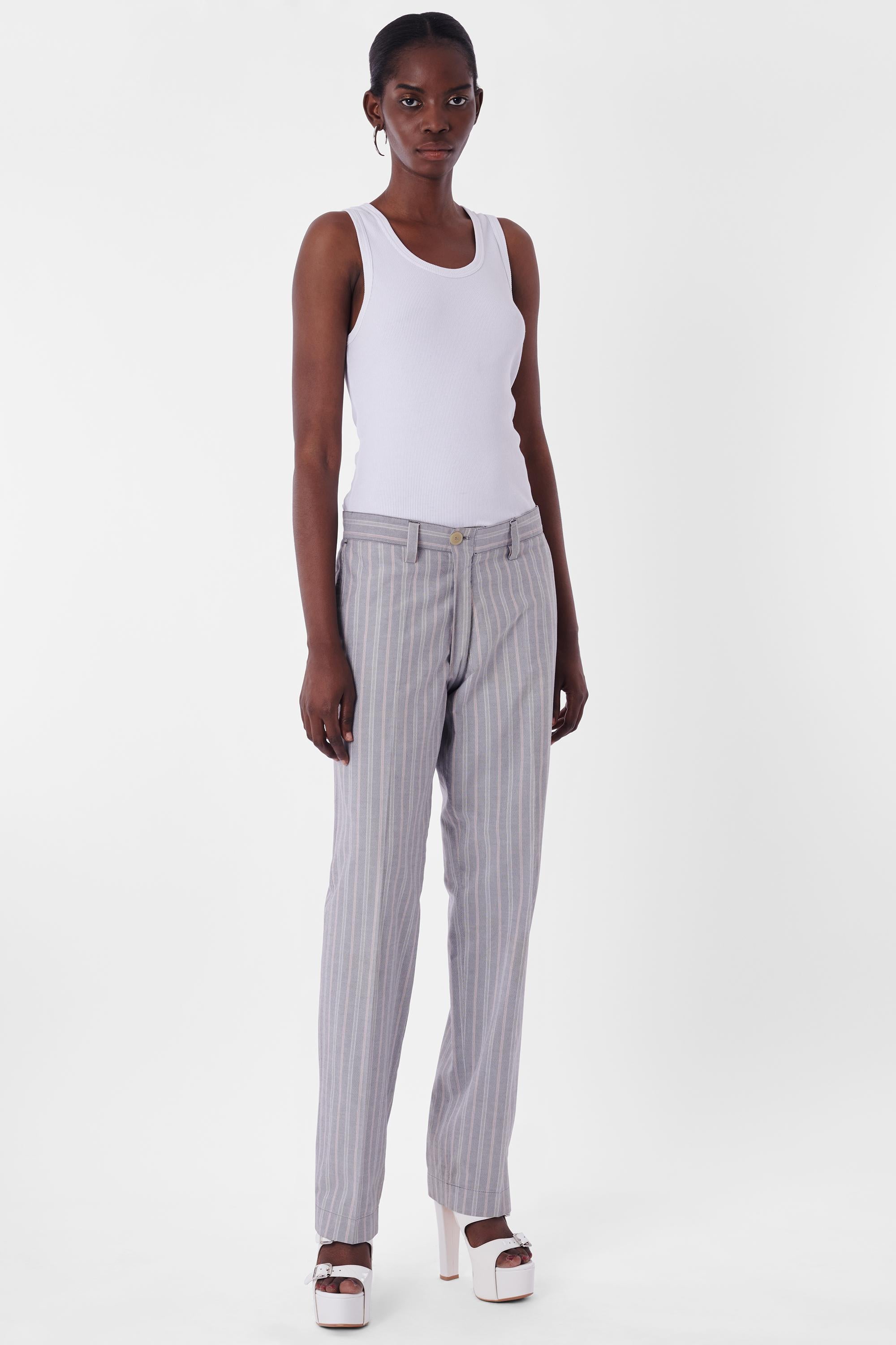 Vivienne Westwood Vintage S/S 1991 Pinstripe grey Suit In Excellent Condition For Sale In London, GB