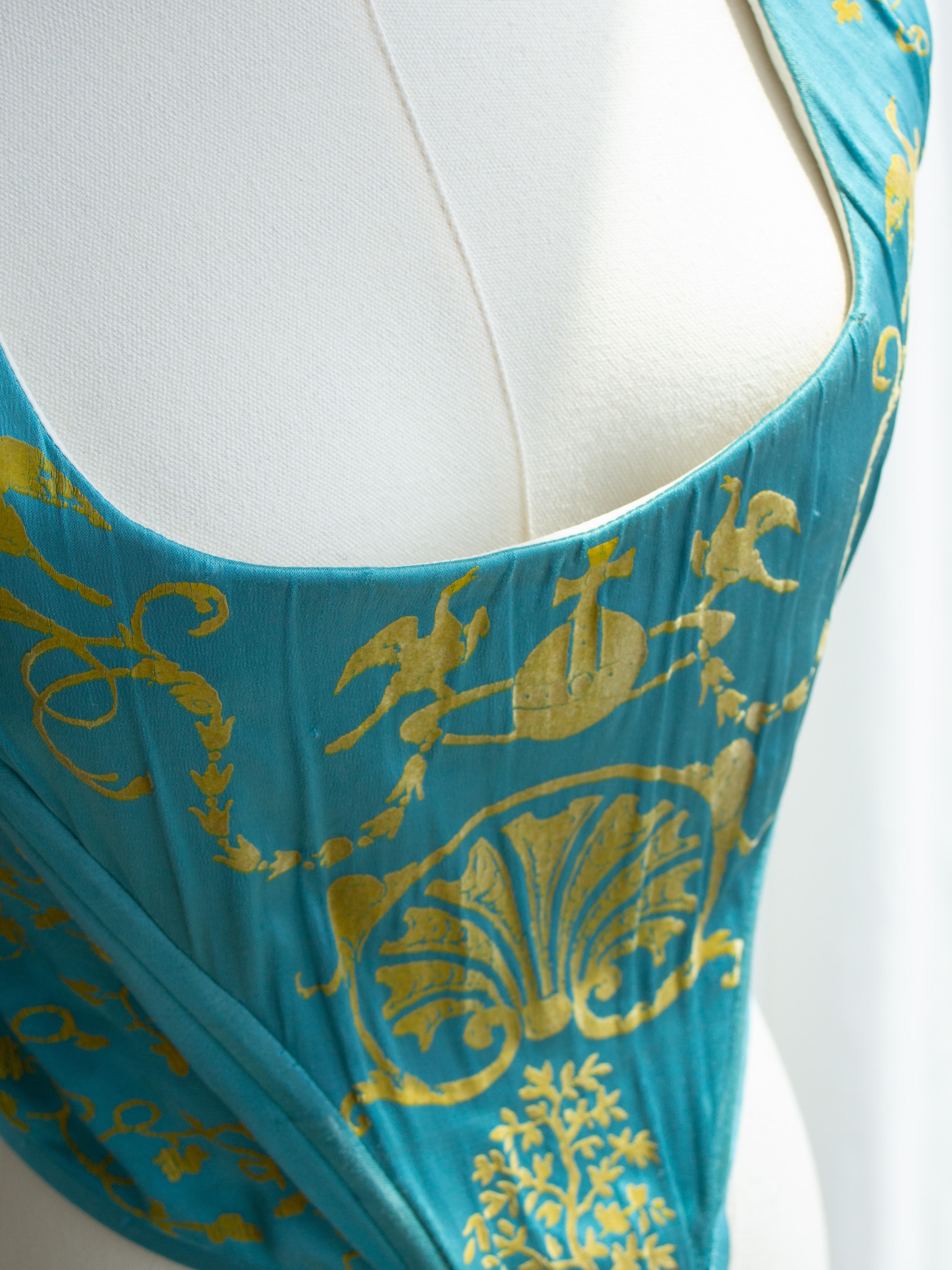 Vivienne Westwood Vintage S/S 1992 Salon Boulle Türkisblaues Korsett-Oberteil im Angebot 2