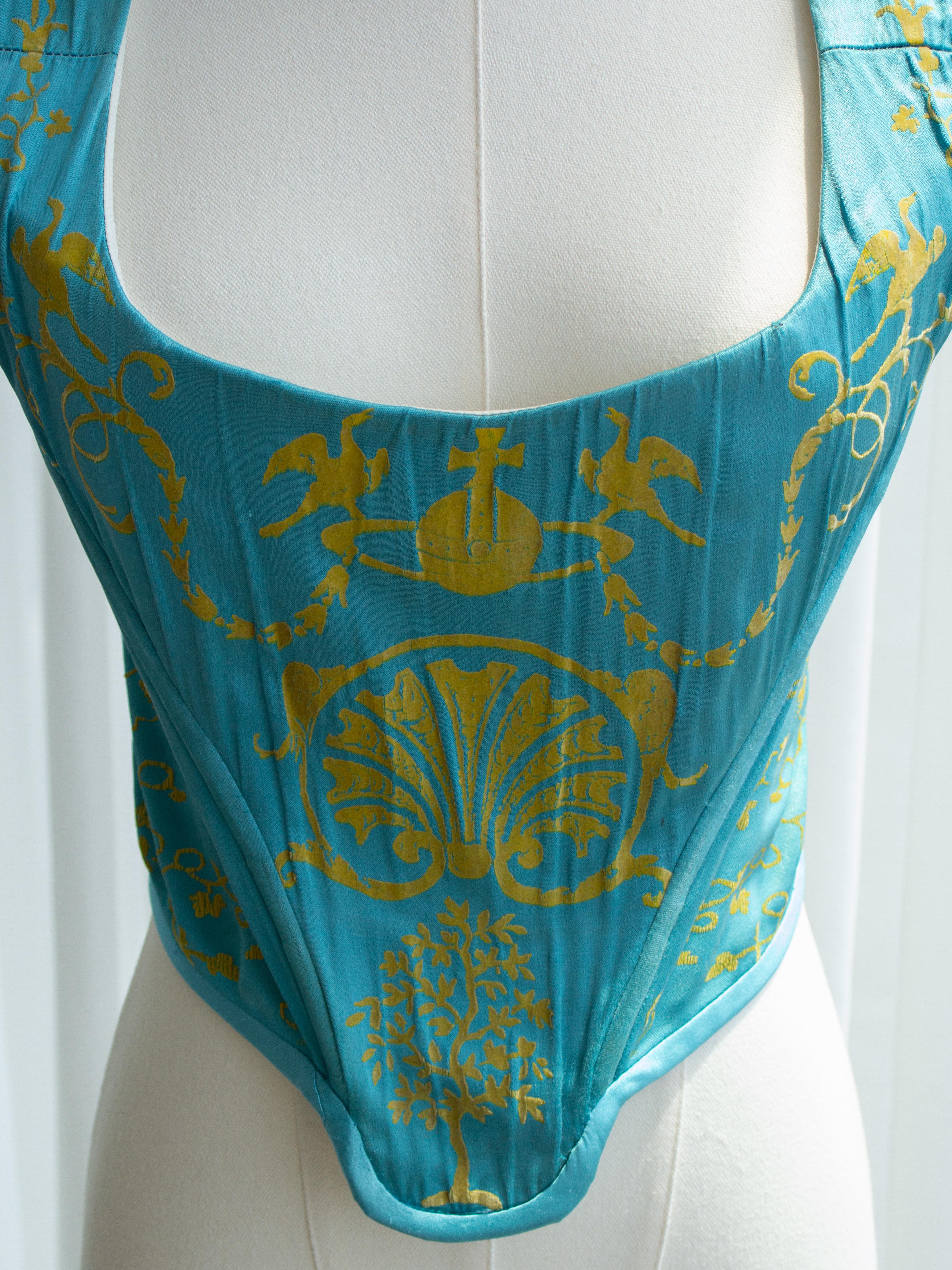 Vivienne Westwood Vintage S/S 1992 Salon Boulle Türkisblaues Korsett-Oberteil im Angebot 4