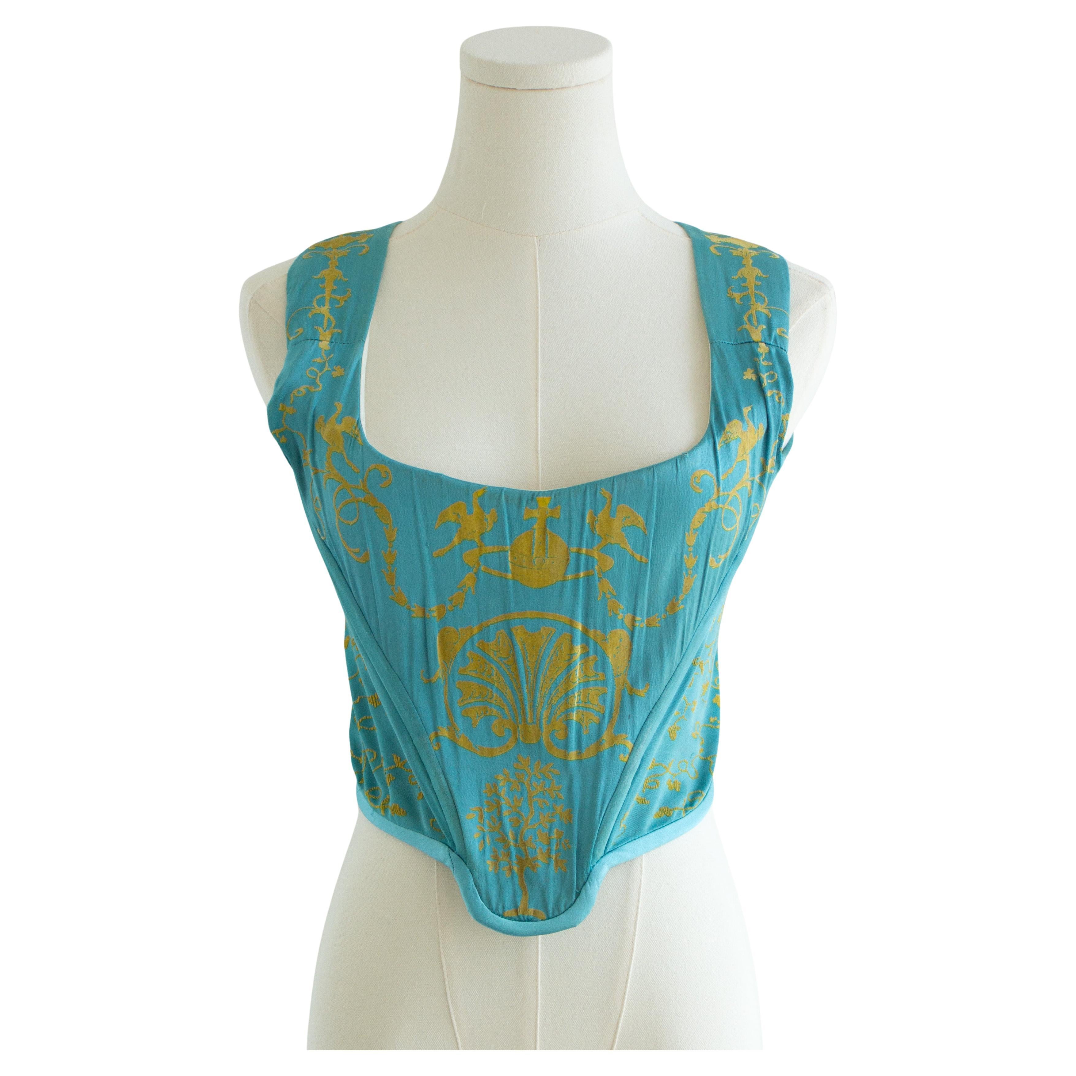 Vivienne Westwood Vintage S/S 1992 Salon Boulle Top corset bleu turquoise