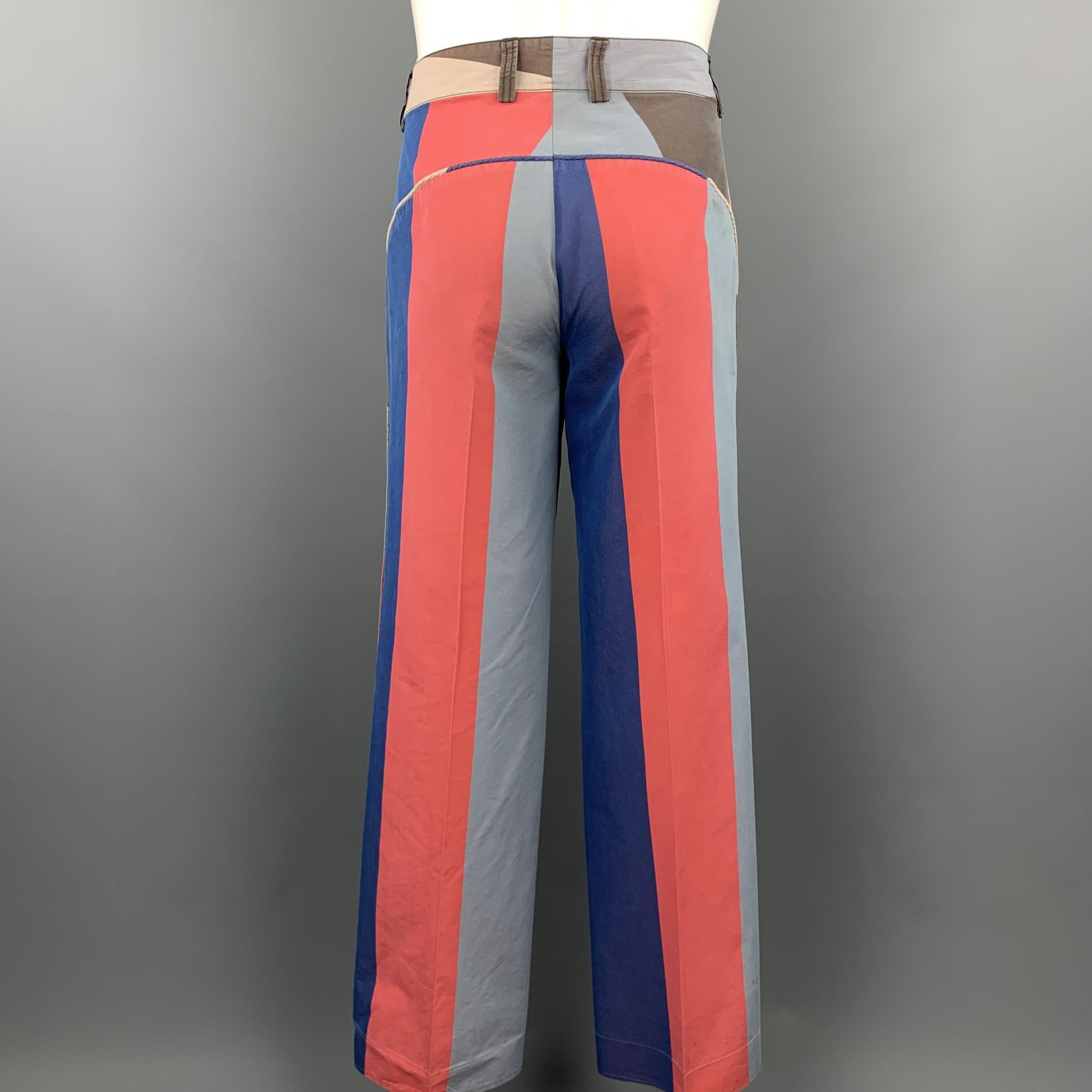 VIVIENNE WESTWOOD Vintage Size 40 Pink & Blue Striped Silke Blend Wide Leg Suit  7