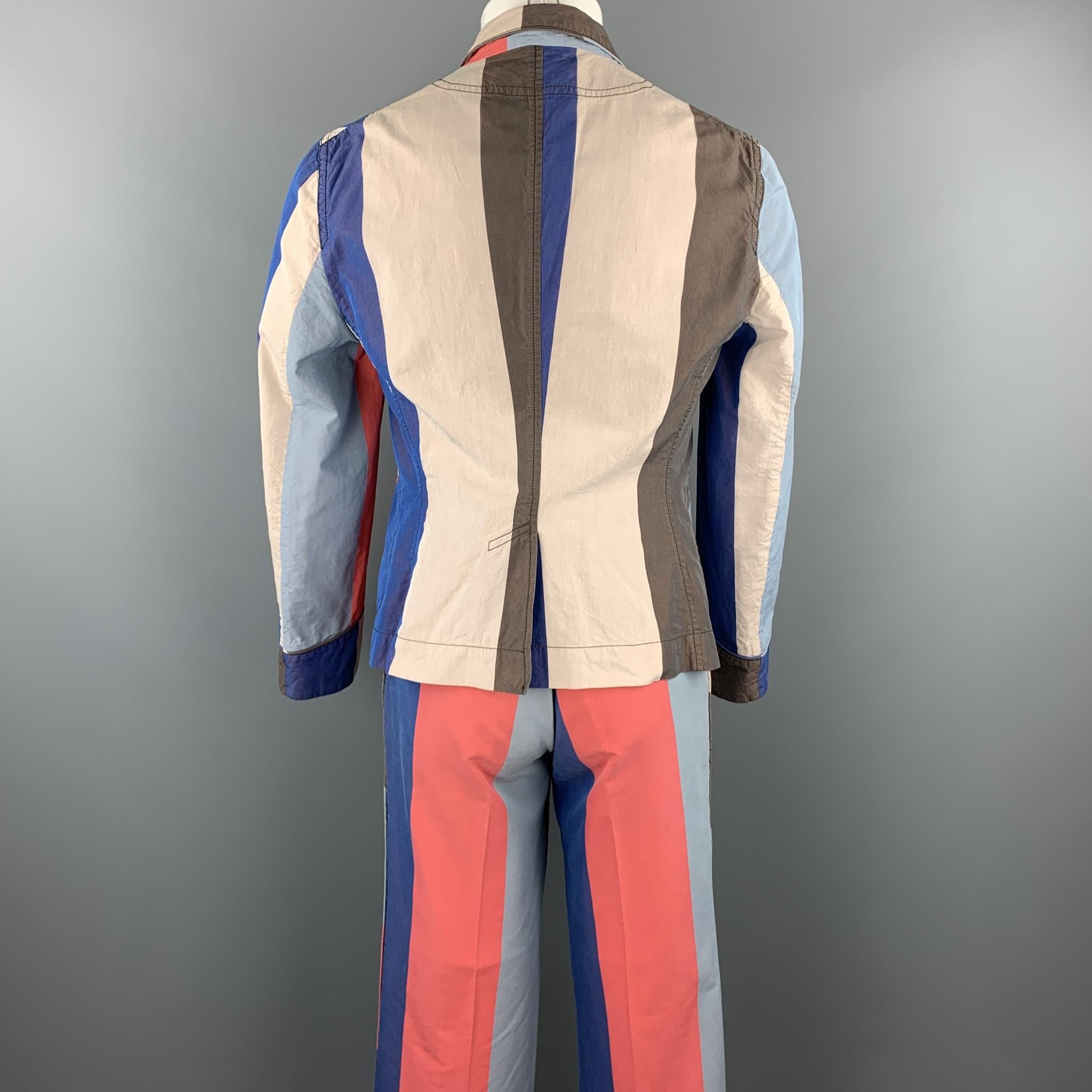 Men's VIVIENNE WESTWOOD Vintage Size 40 Pink & Blue Striped Silke Blend Wide Leg Suit 