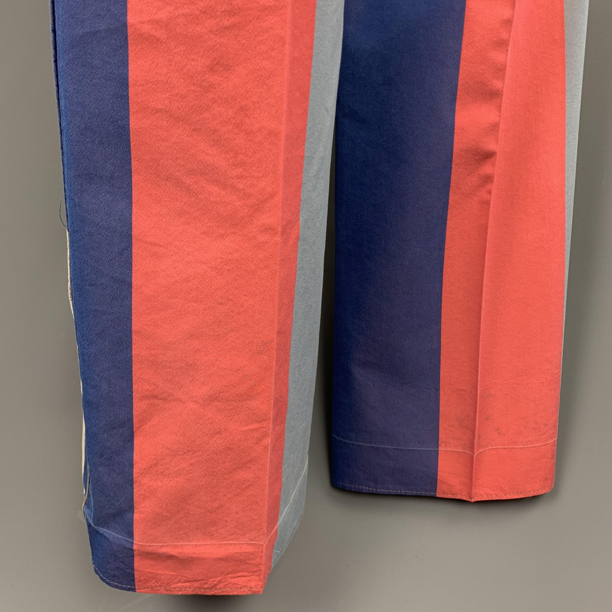 VIVIENNE WESTWOOD Vintage Size 40 Pink & Blue Striped Silke Blend Wide Leg Suit  2