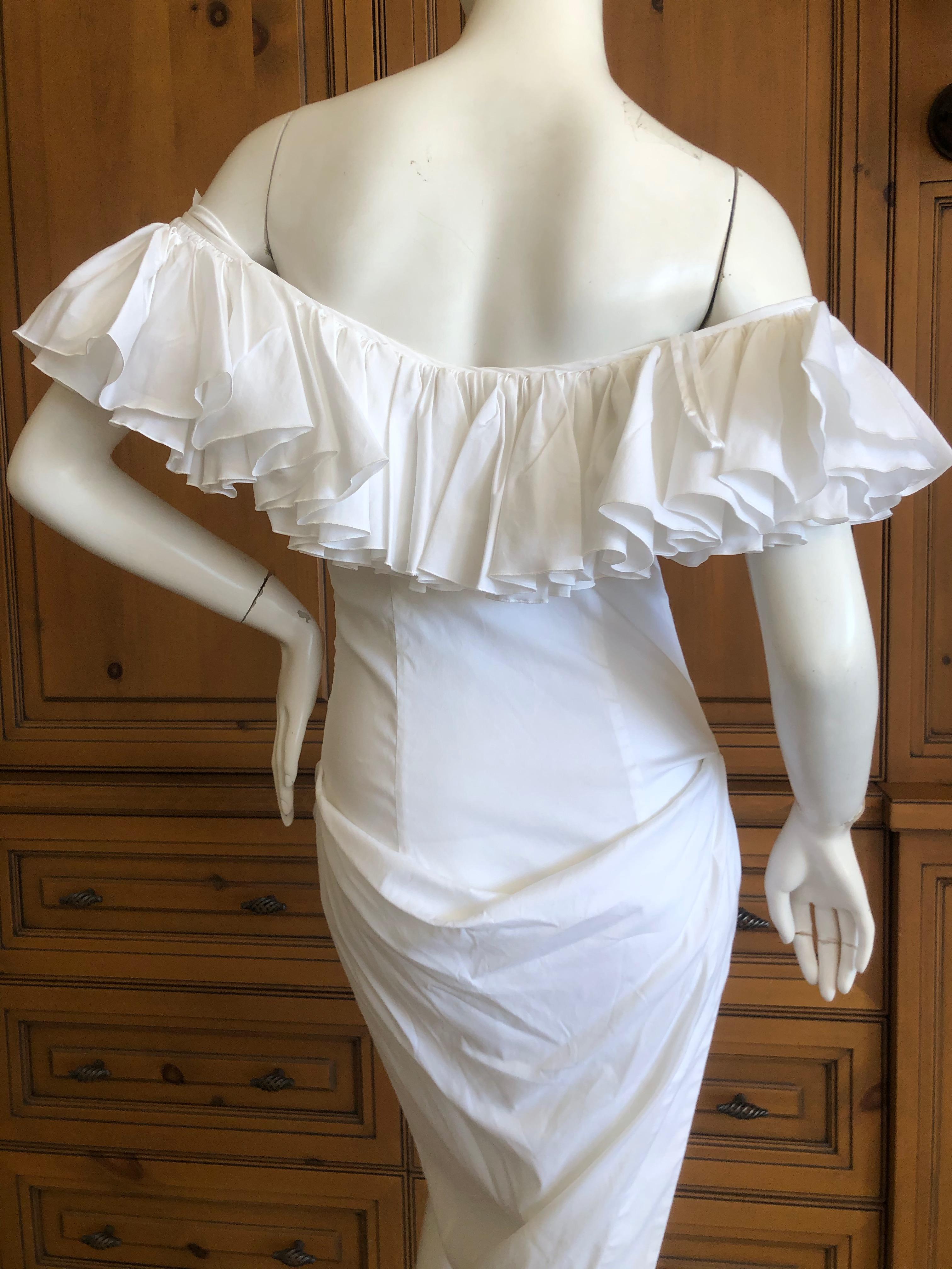 Women's Vivienne Westwood Vintage White Cotton Ruffled Off the Shoulder Dress For Sale