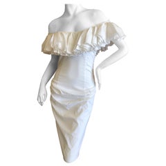Vivienne Westwood Vintage White Cotton Ruffled Off the Shoulder Dress
