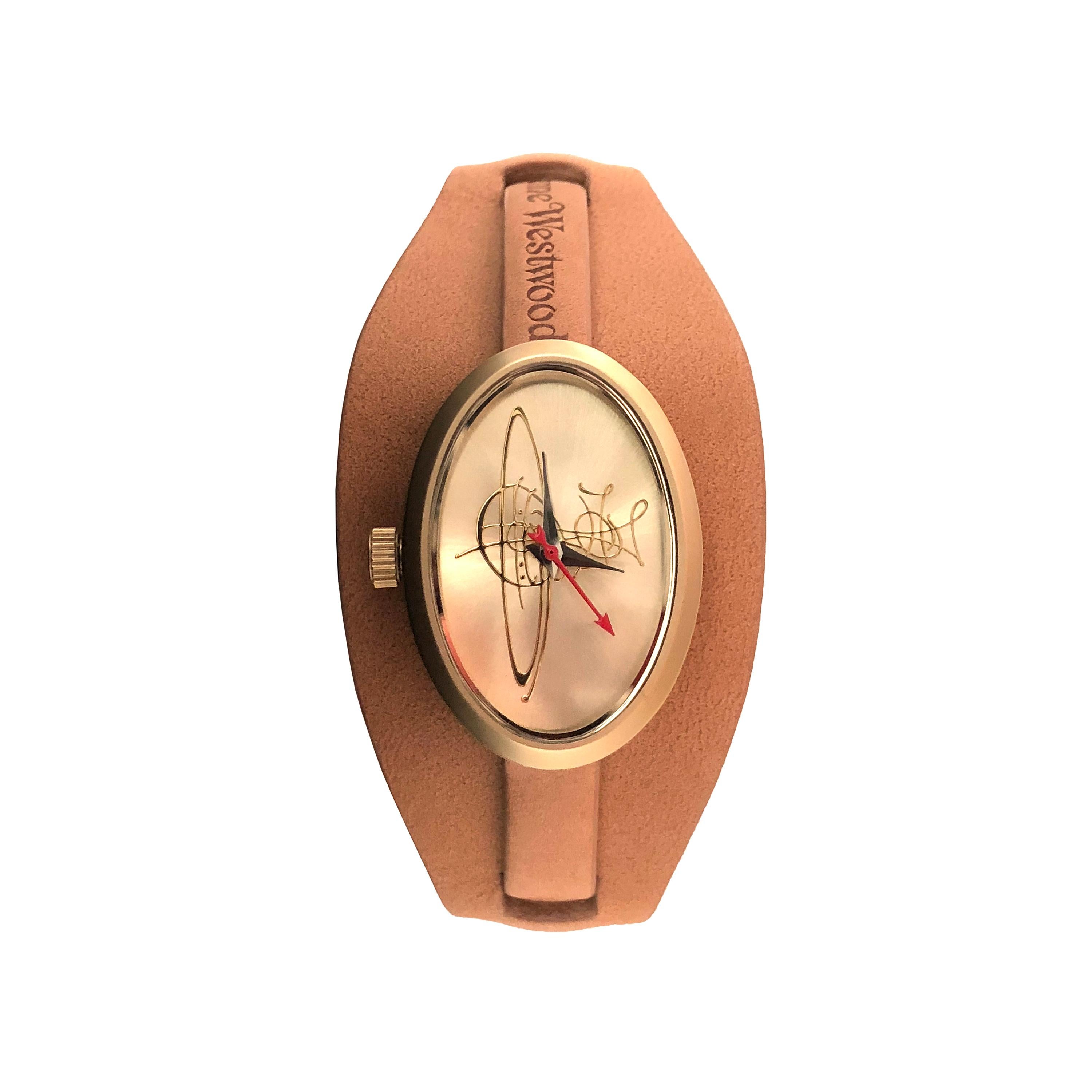 Vivienne Westwood Uhr - Model No VV056GDBR -Satin Gold Hardware -Leder im Angebot 1