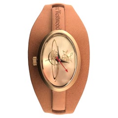 Vivienne Westwood Watch -Model VV056GDBR -Satin Gold Hardware -Tan Leather Strap